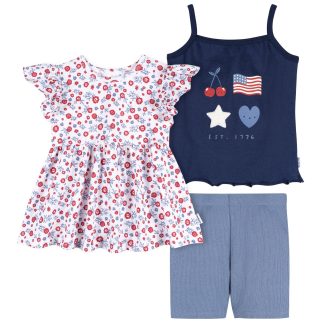 3-Piece Infant & Toddler Girls USA Shirts & Shorts Set