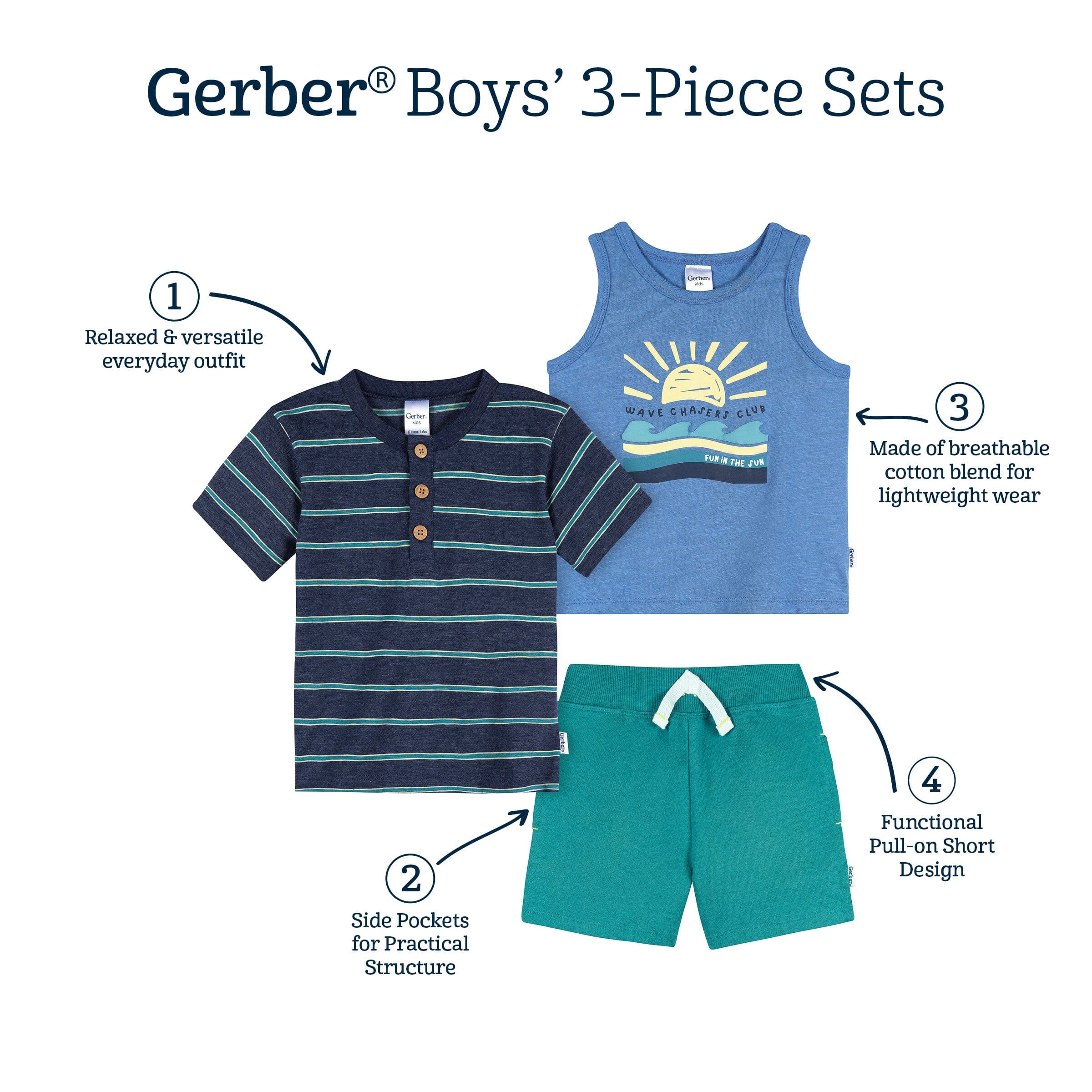 3-Piece Infant & Toddler Boys Chasing Waves T-Shirts & Shorts - Image 10