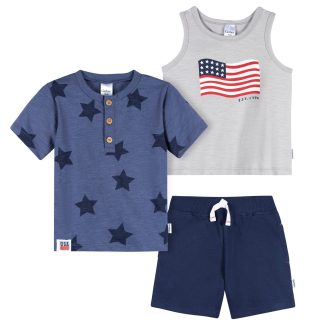 3-Piece Infant & Toddler Boys Stars & Stripes T-Shirts & Shorts
