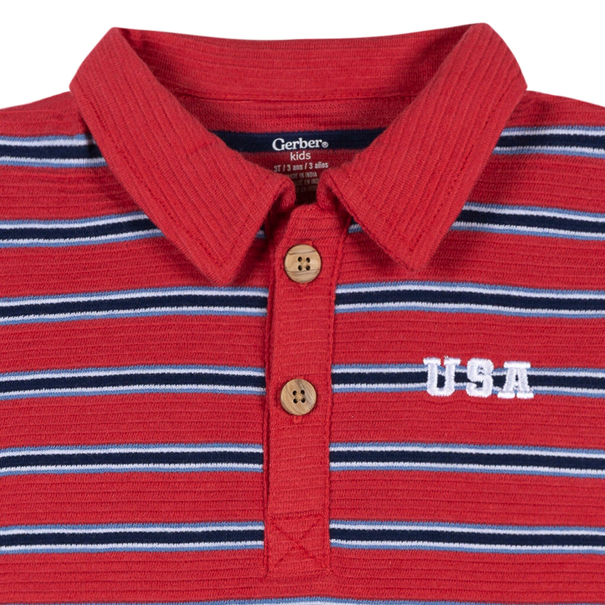 2-Piece Infant & Toddler Boys Red & Blue Stripe Polo Shirt and Shorts Set - Image 4