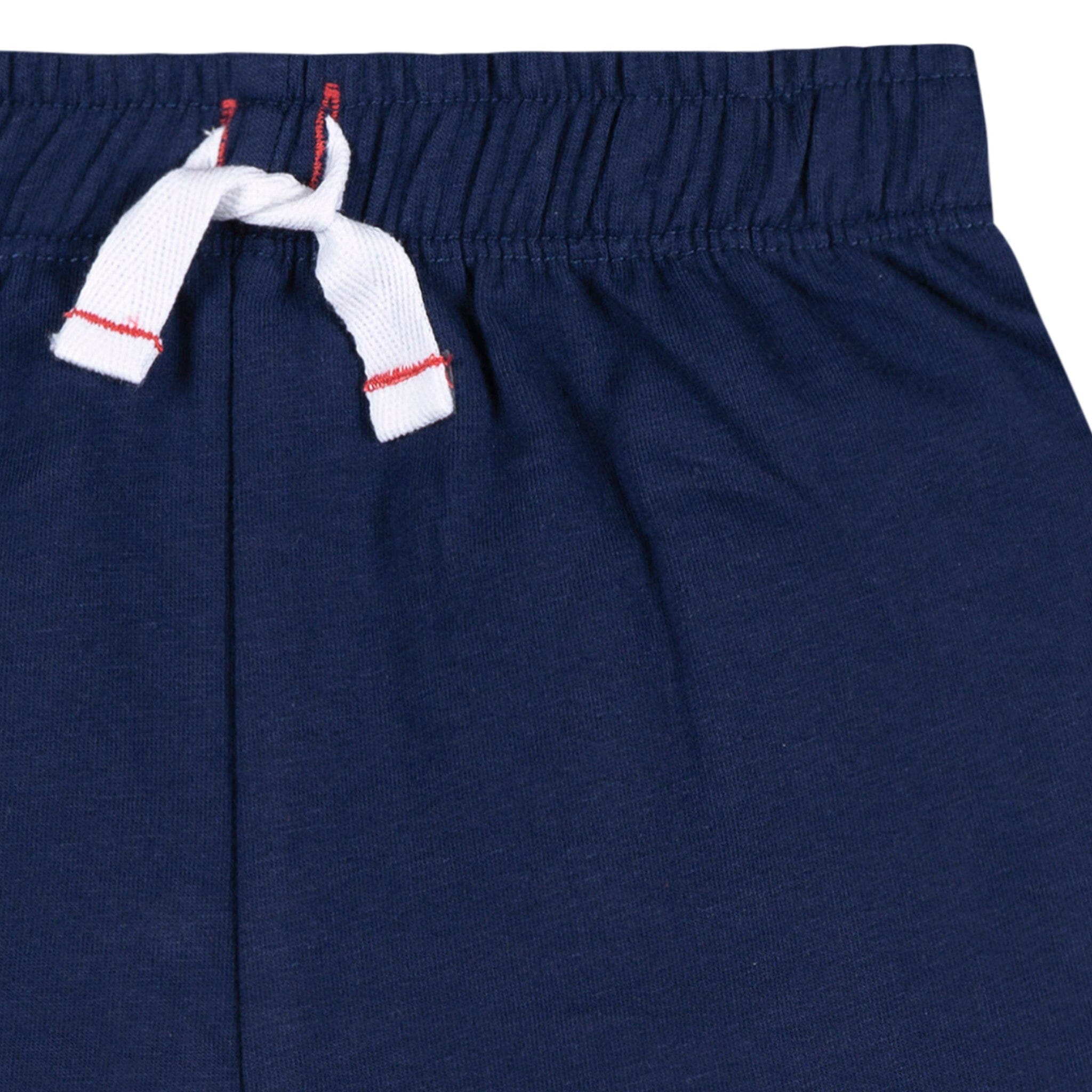 2-Piece Infant & Toddler Boys Red & Blue Stripe Polo Shirt and Shorts Set - Image 6