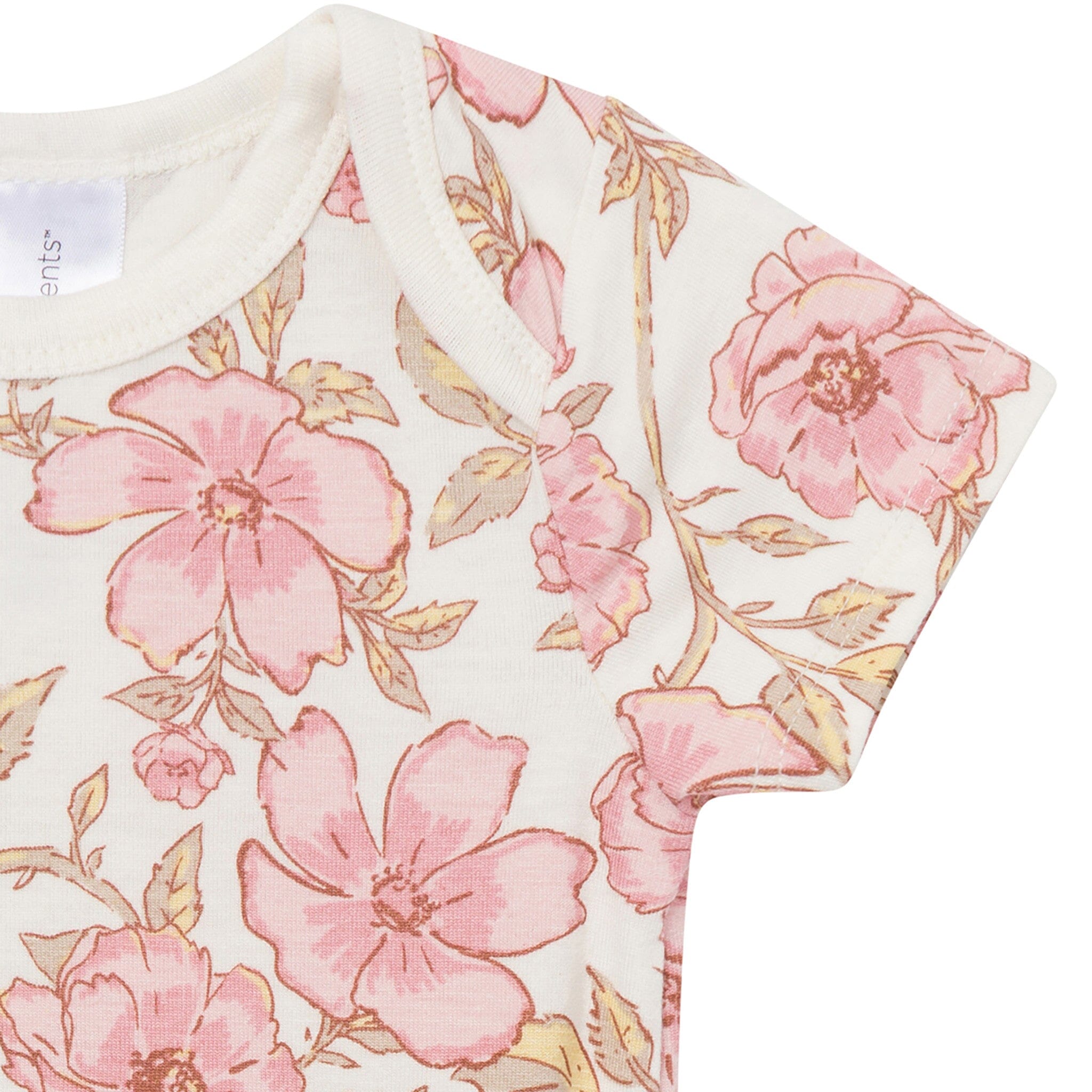 4-Piece Baby Girls Pink Flower Bodysuits and Pants Viscose Set - Image 3
