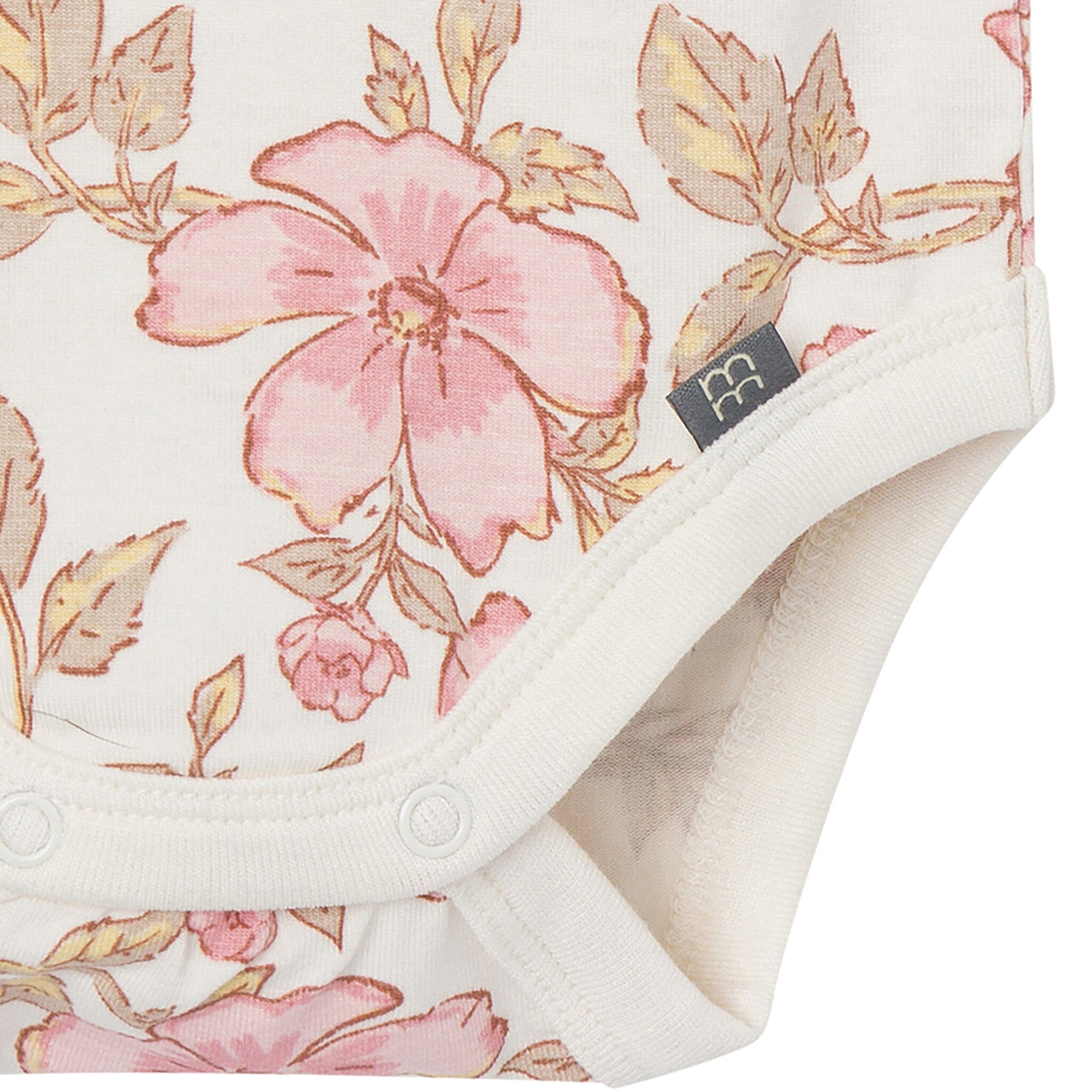 4-Piece Baby Girls Pink Flower Bodysuits and Pants Viscose Set - Image 4
