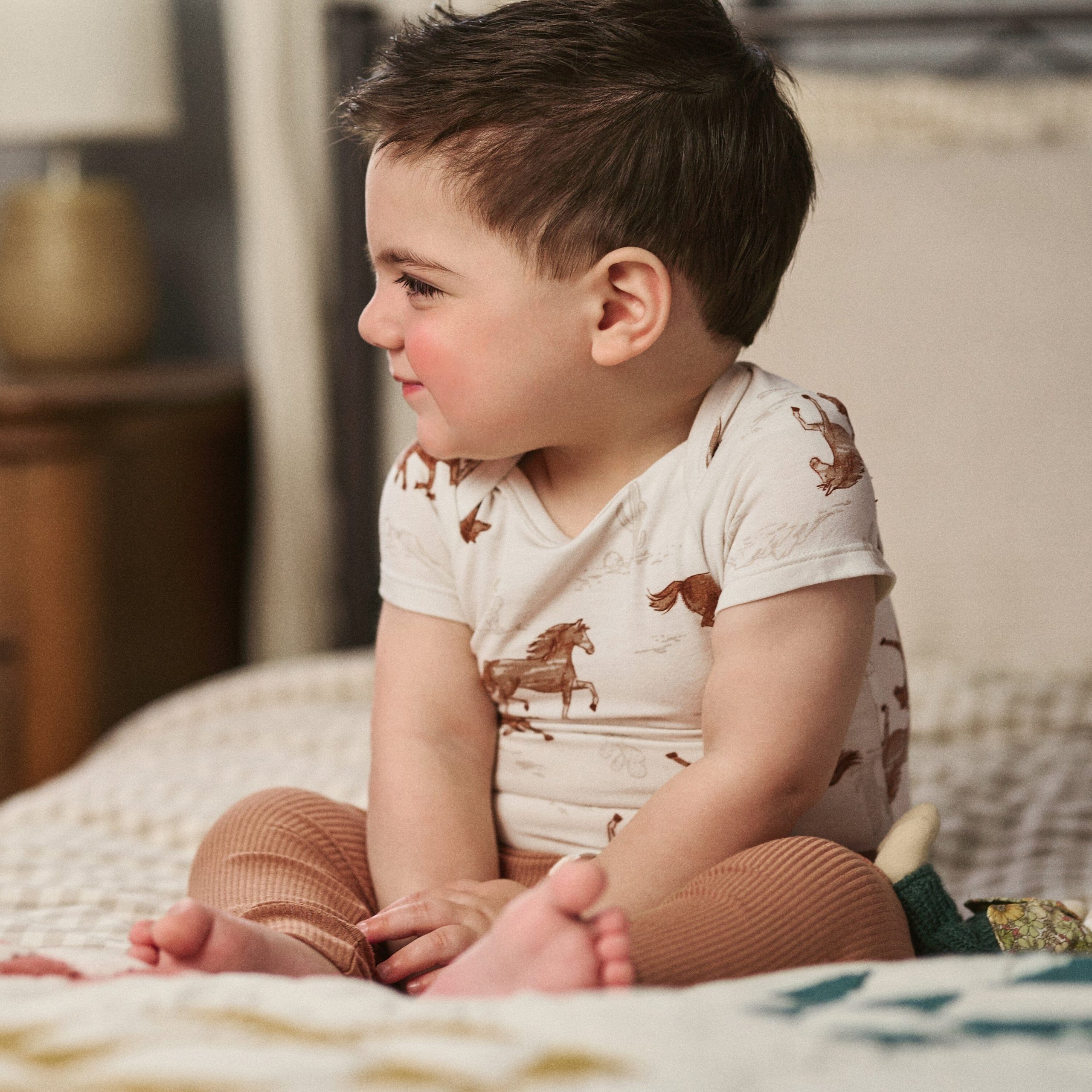 4-Piece Baby Boys Wild Horses Bodysuits and Pants Viscose Set - Image 3