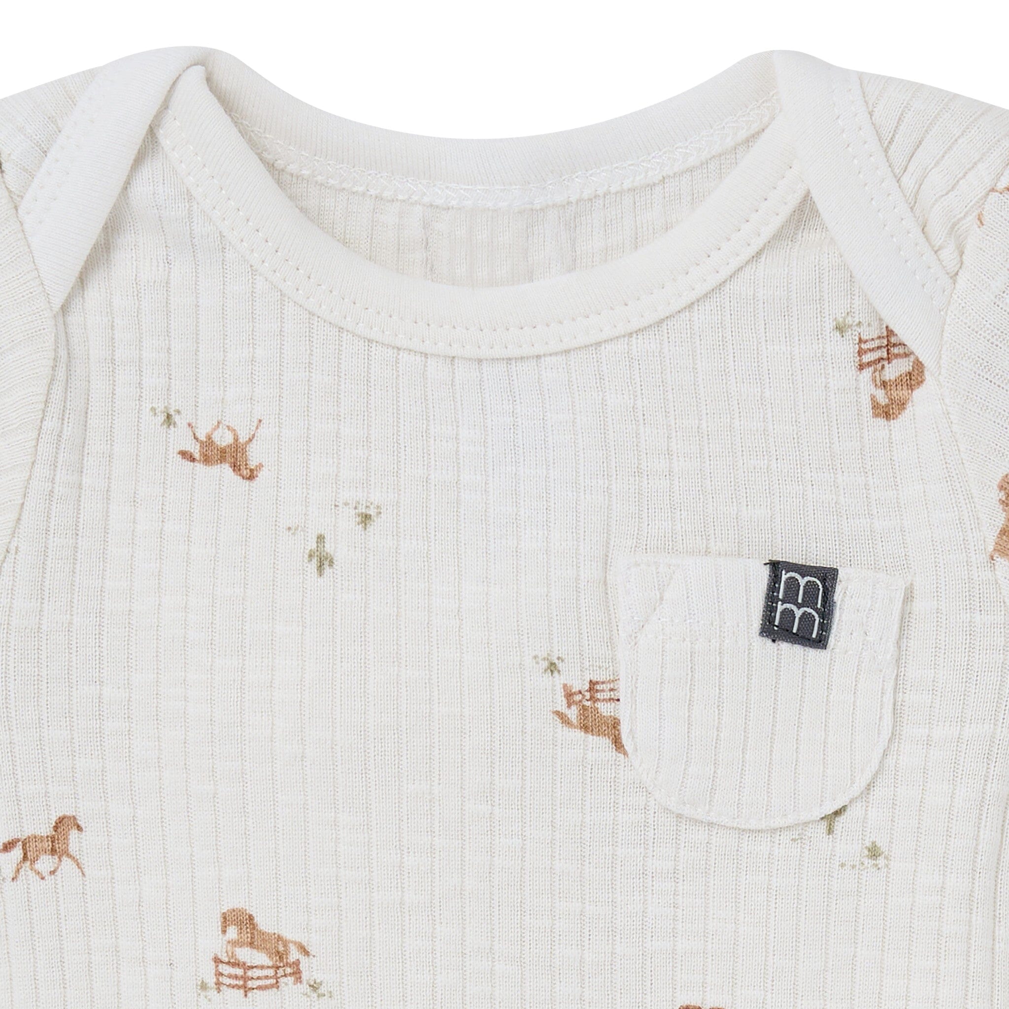 4-Piece Baby Neutral Horse Barn Short Sleeve Bodysuits and Shorts Set - Image 3