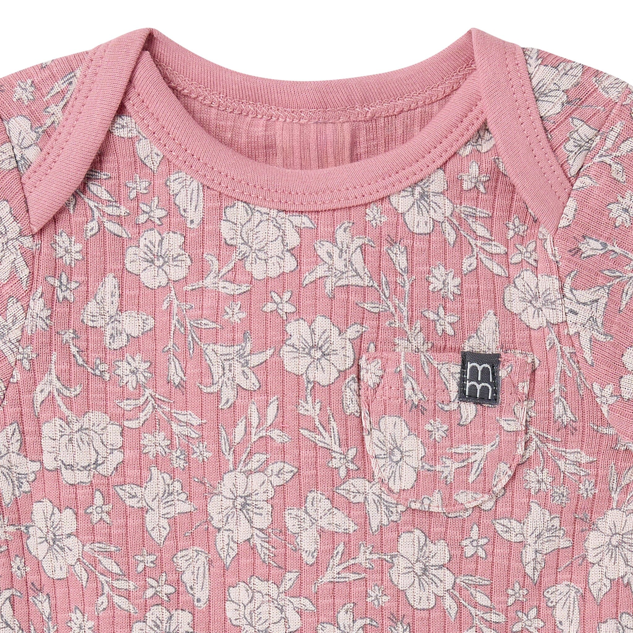 4-Piece Baby Girls Pink Flower Short Sleeve Bodysuits and Shorts Set - Image 11