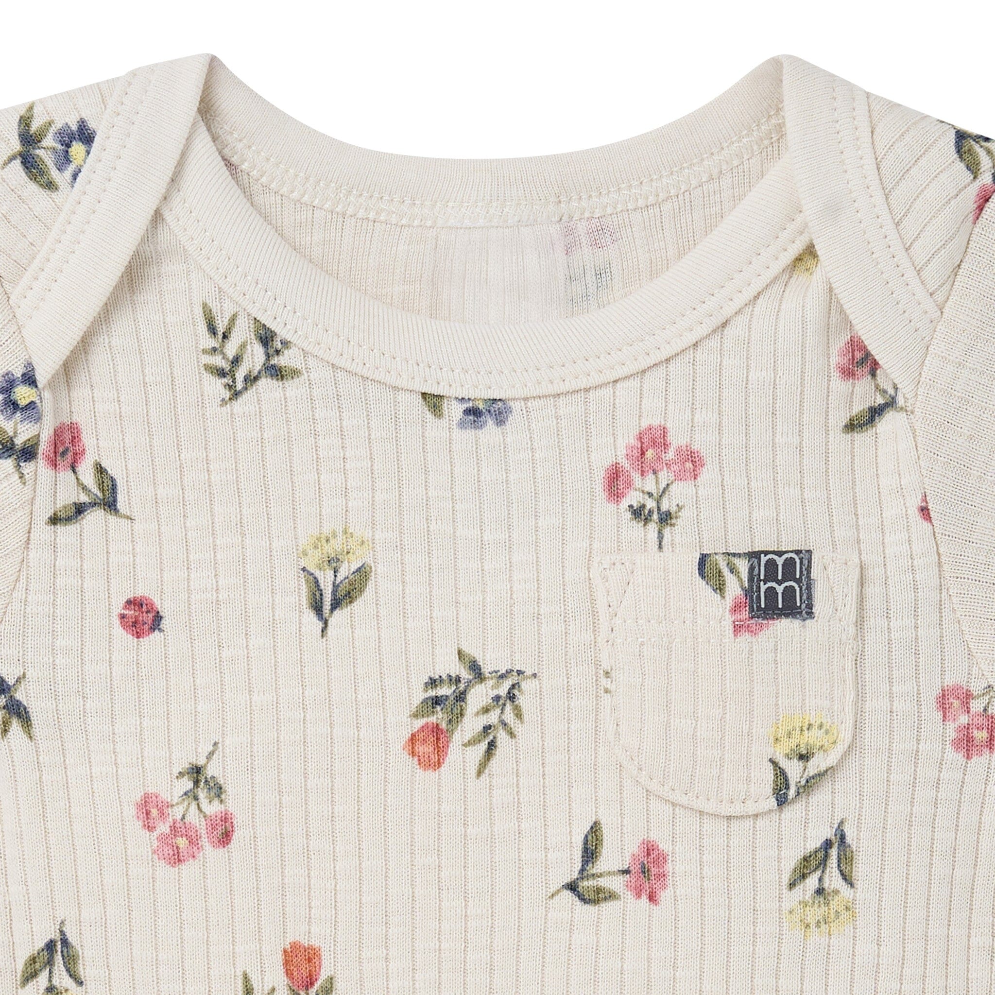 4-Piece Baby Girls Beige Garden Short Sleeve Bodysuits and Shorts Set - Image 3