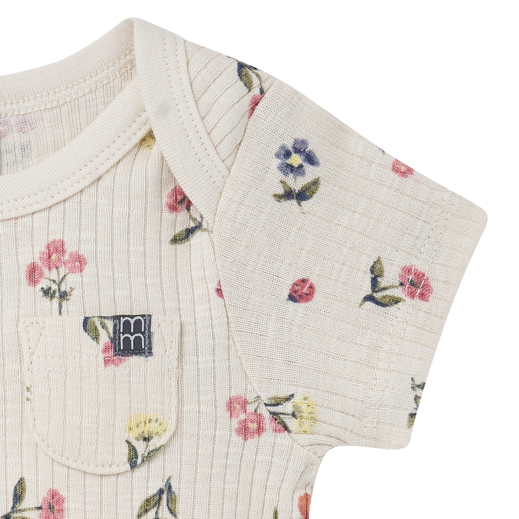 4-Piece Baby Girls Beige Garden Short Sleeve Bodysuits and Shorts Set - Image 4