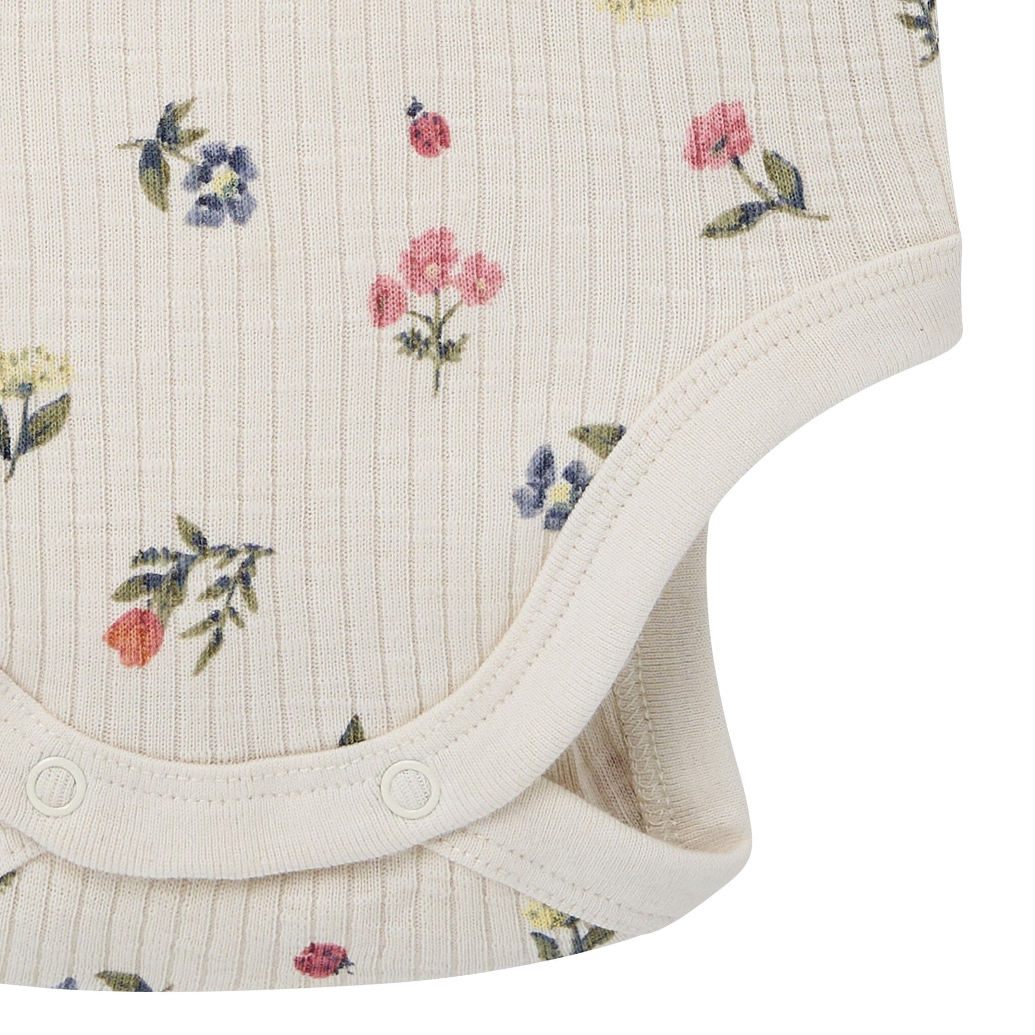 4-Piece Baby Girls Beige Garden Short Sleeve Bodysuits and Shorts Set - Image 5