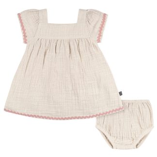 2-Piece Baby Girls Warm Grey Dress and Diaper Cover