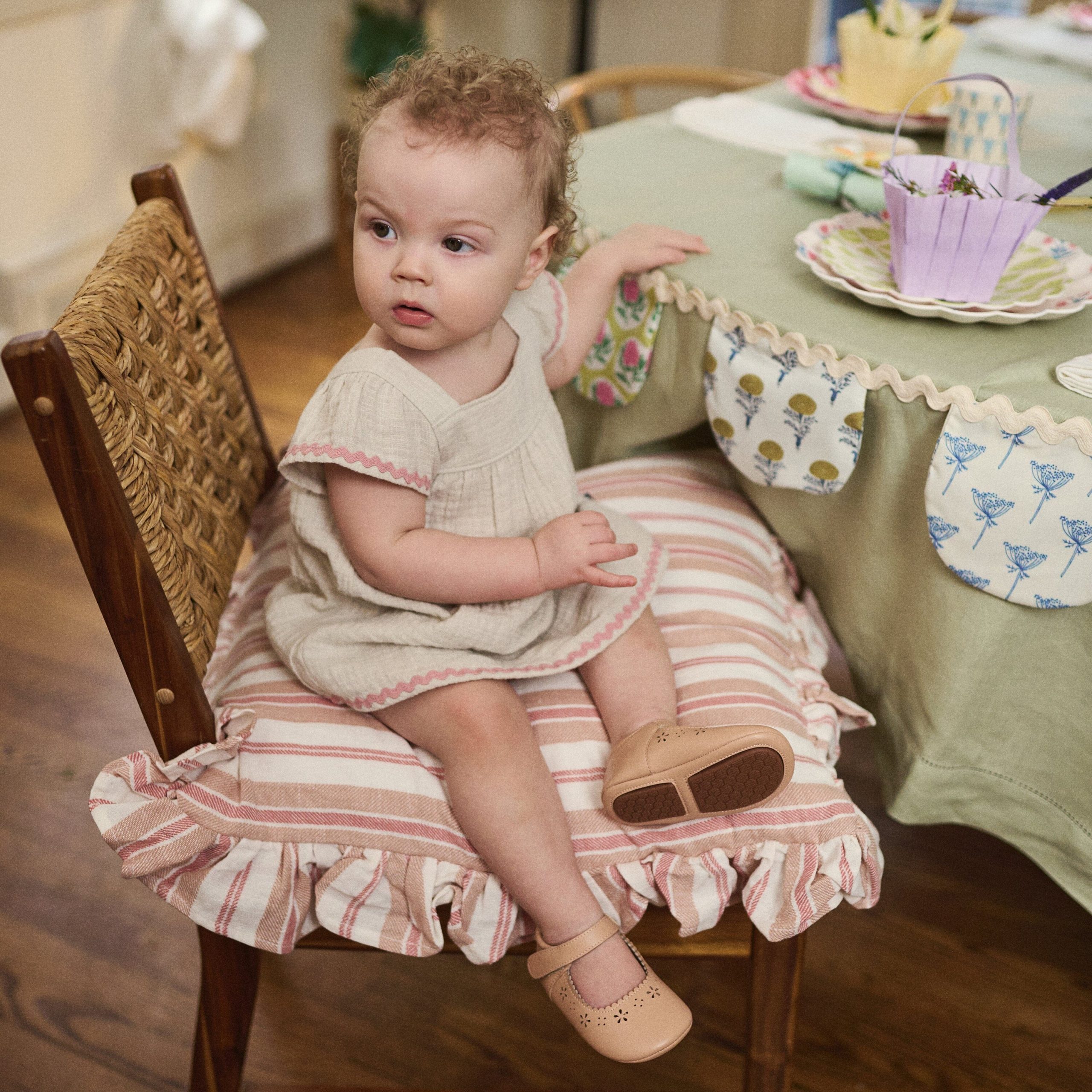 2-Piece Baby Girls Warm Grey Dress and Diaper Cover - Image 2