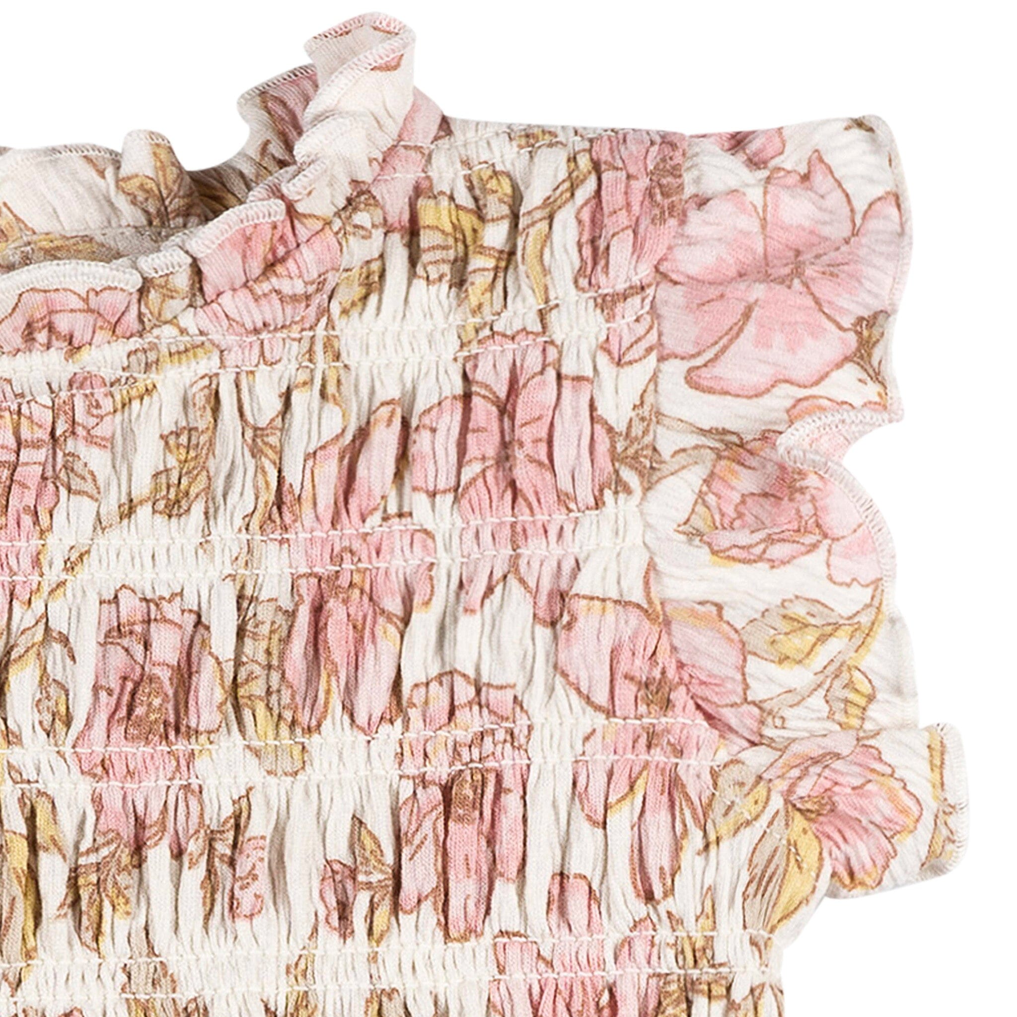 2-Piece Baby Girls Pink Floral Smocked Dress and Diaper Cover - Image 4