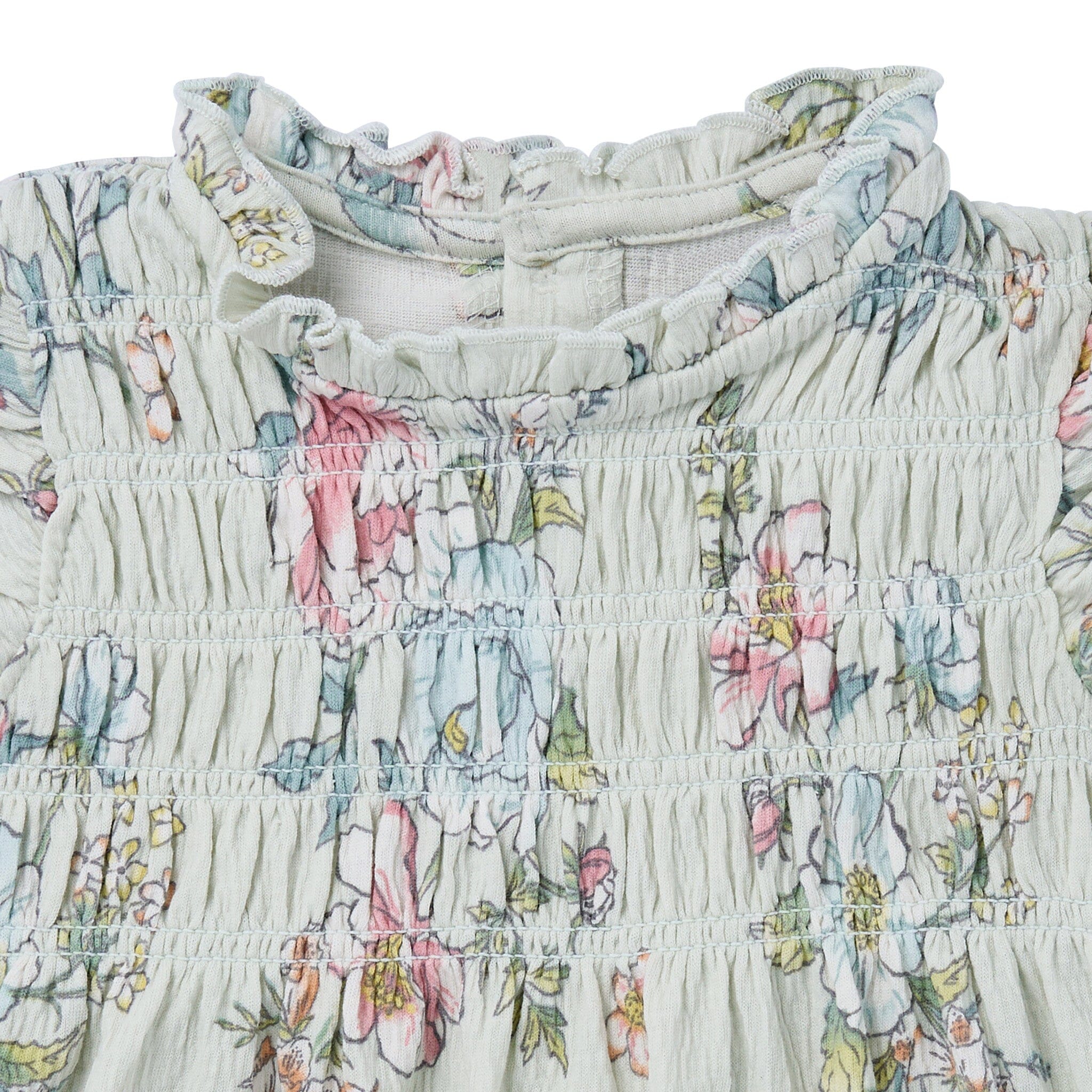 2-Piece Baby Girls Blue Floral Smocked Dress and Diaper Cover - Image 7
