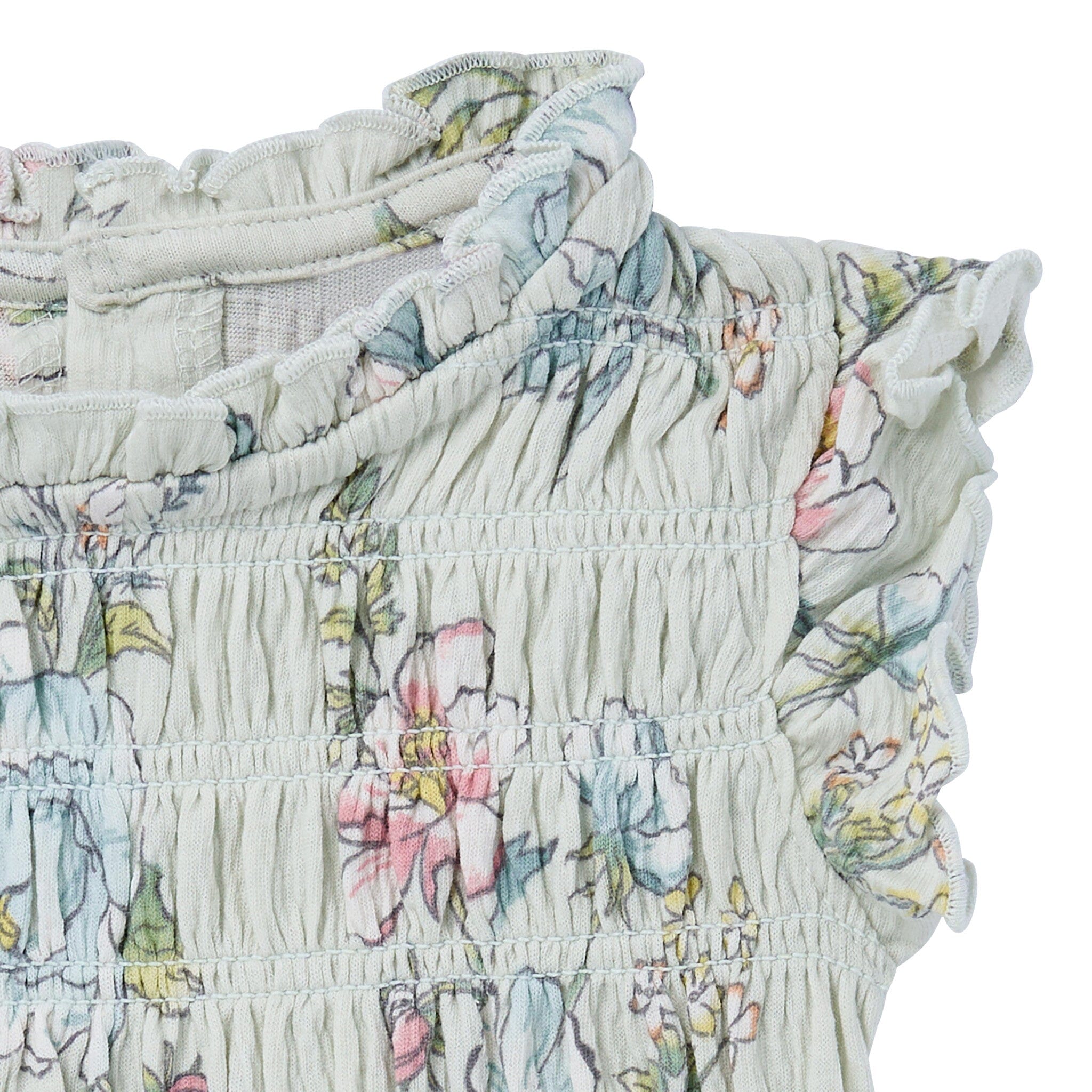 2-Piece Baby Girls Blue Floral Smocked Dress and Diaper Cover - Image 8