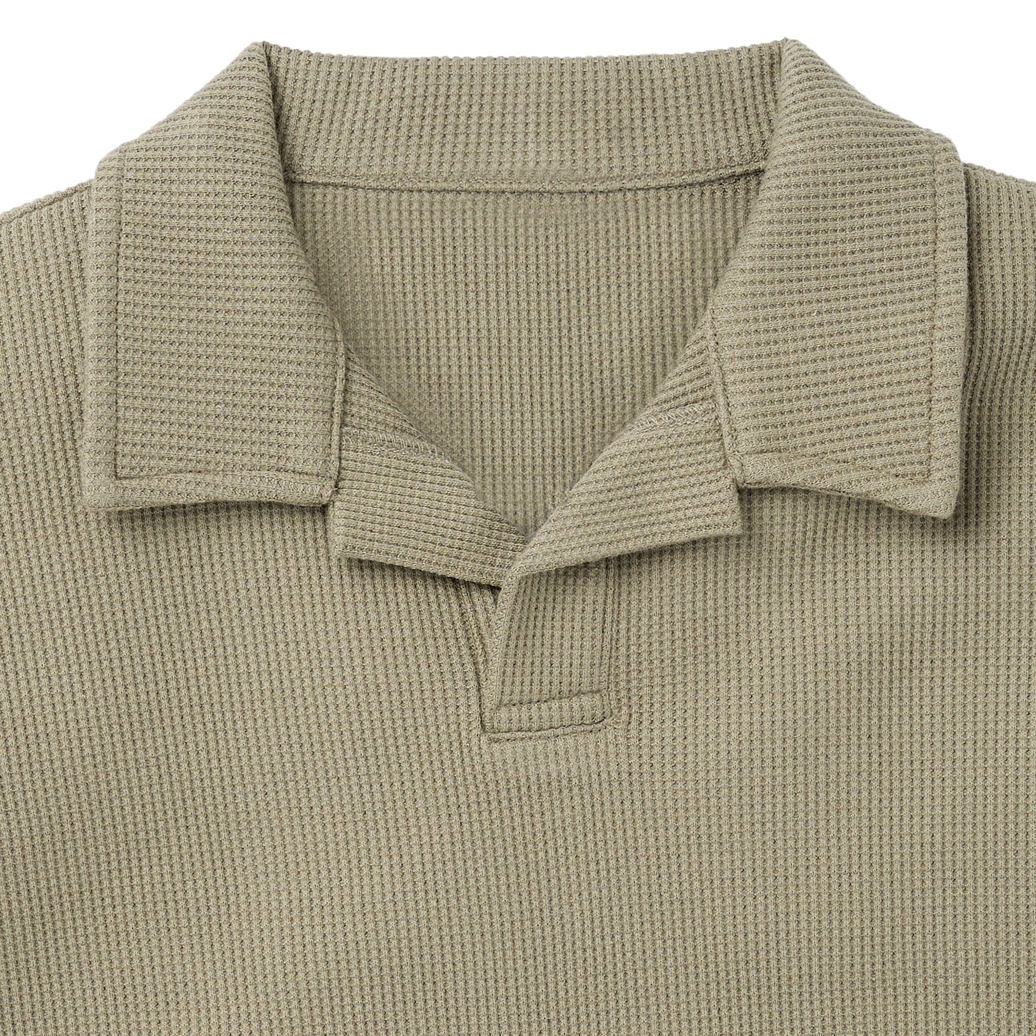 2-Piece Boys Muted Olive Johnny Collar Shirt and Shorts Set - Image 6