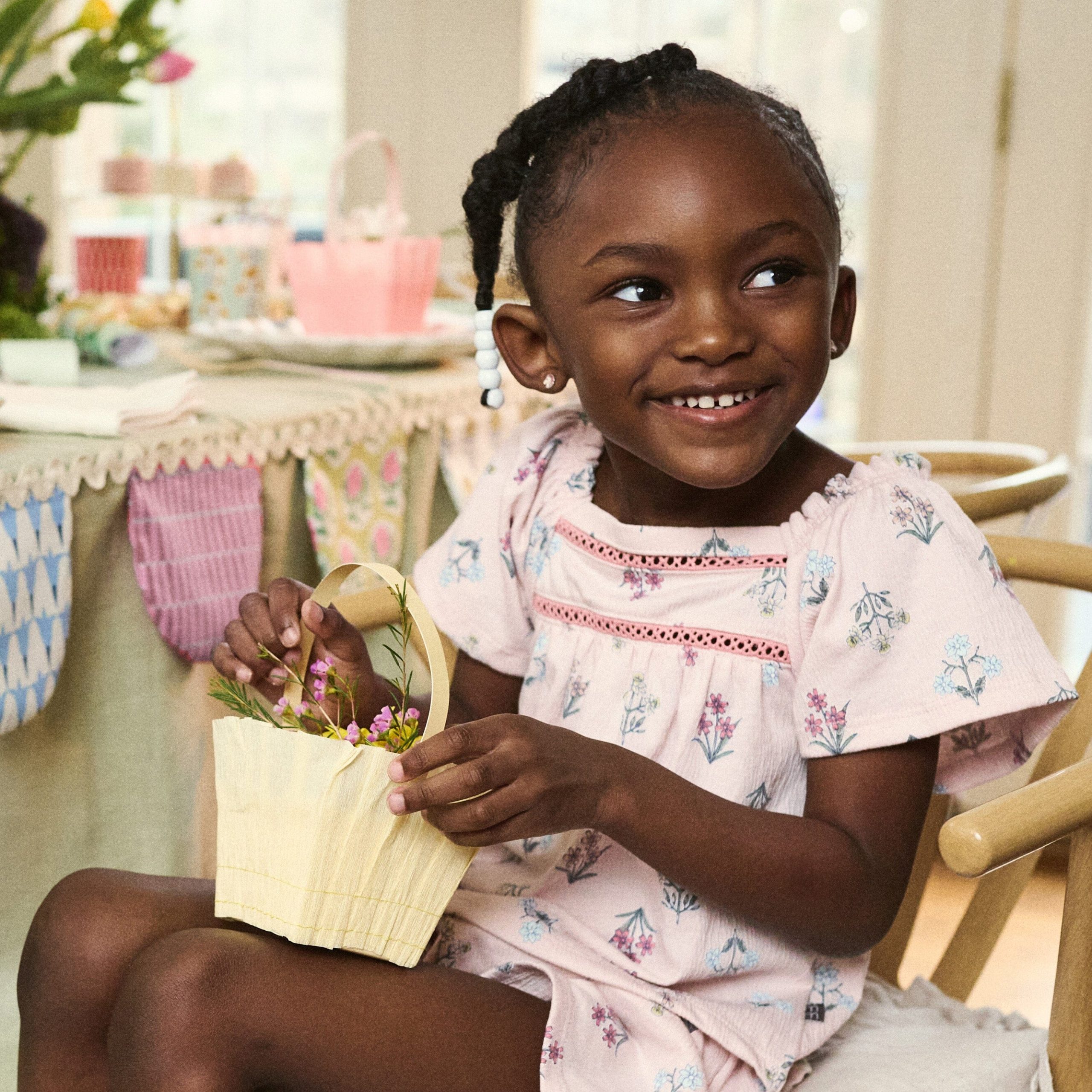 2-Piece Girls Pink Floral Top and Shorts Set - Image 2