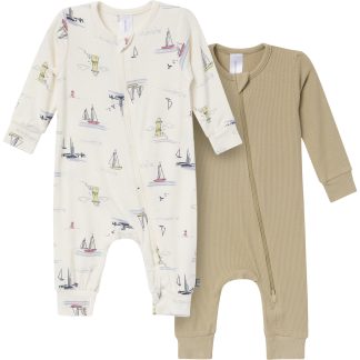 2-Pack Baby Boys Sail Harbor Zip Front Viscose Rompers