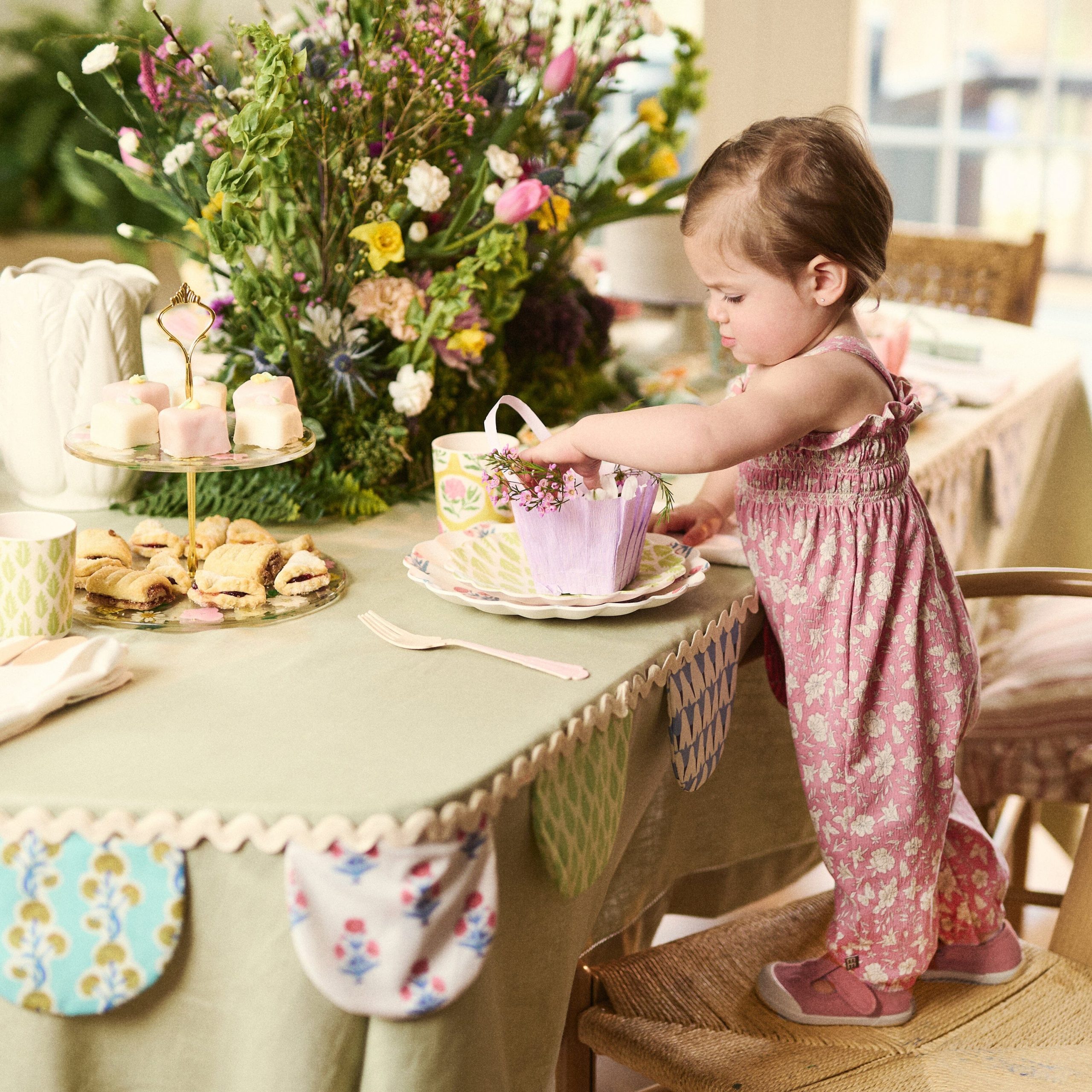 Baby Girls Pink Flower Long Leg Romper - Image 3