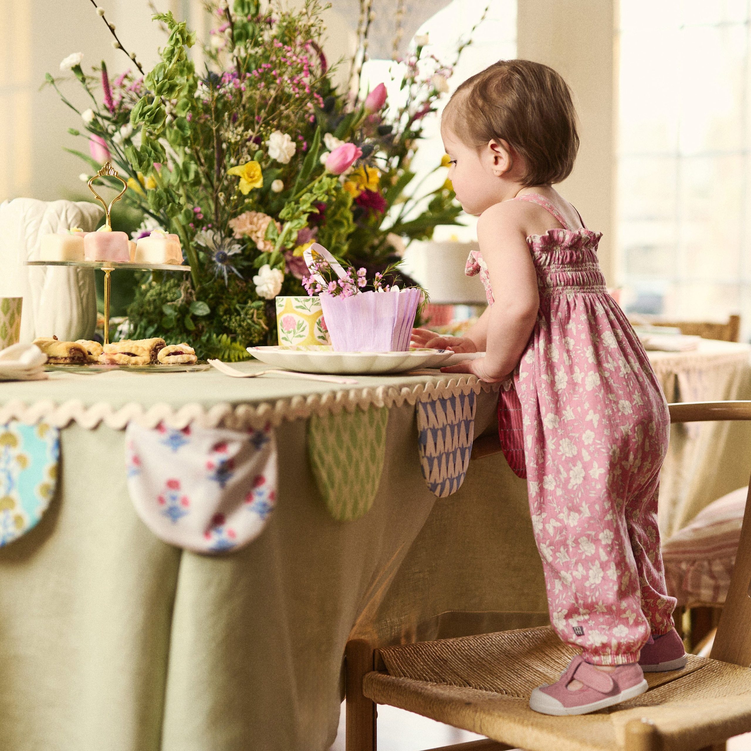 Baby Girls Pink Flower Long Leg Romper - Image 4