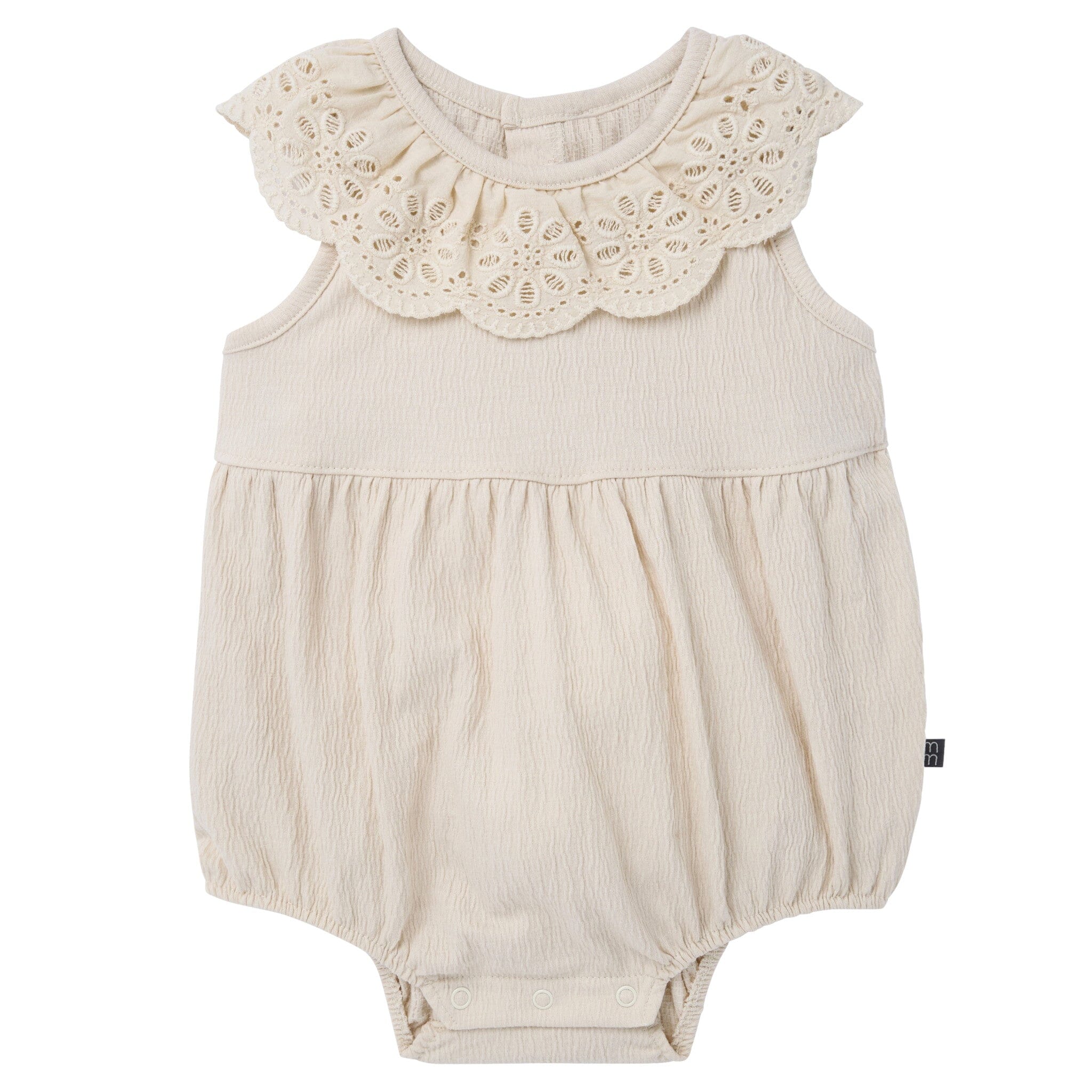 Baby Girls Ivory Lace Ruffle Bubble Romper