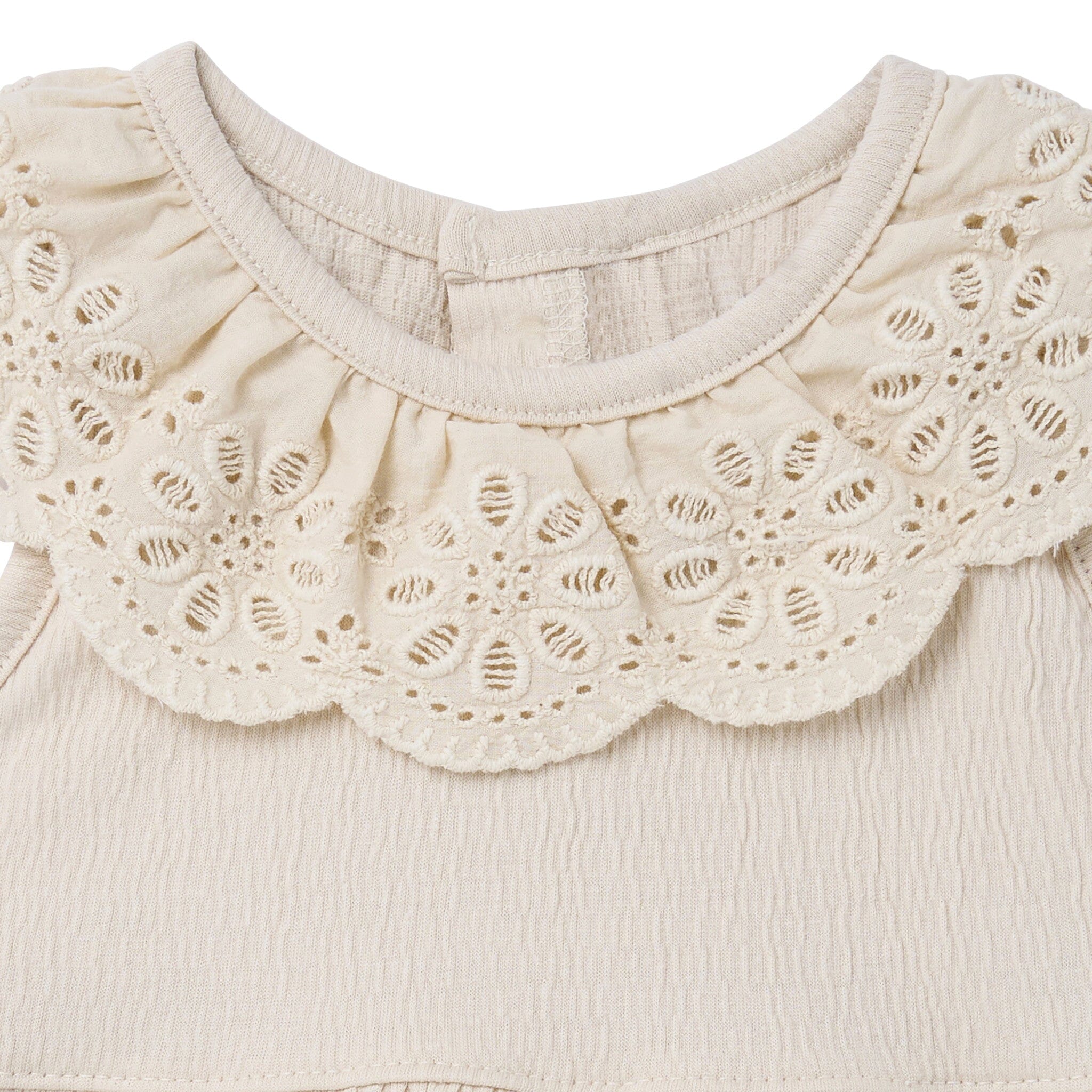 Baby Girls Ivory Lace Ruffle Bubble Romper - Image 3