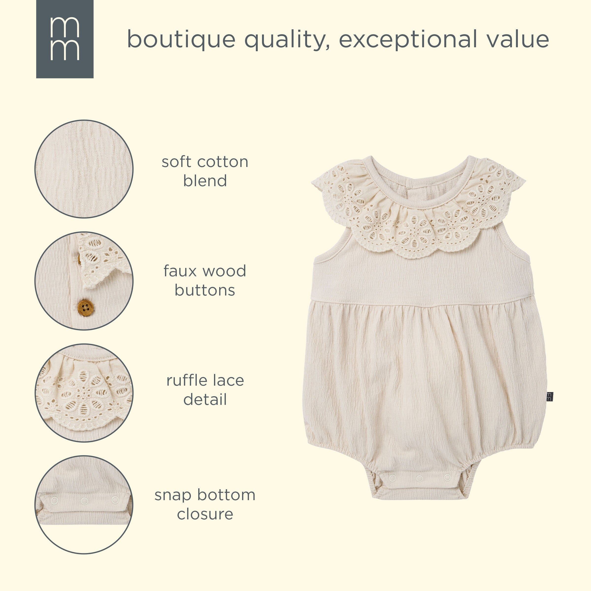 Baby Girls Ivory Lace Ruffle Bubble Romper - Image 6