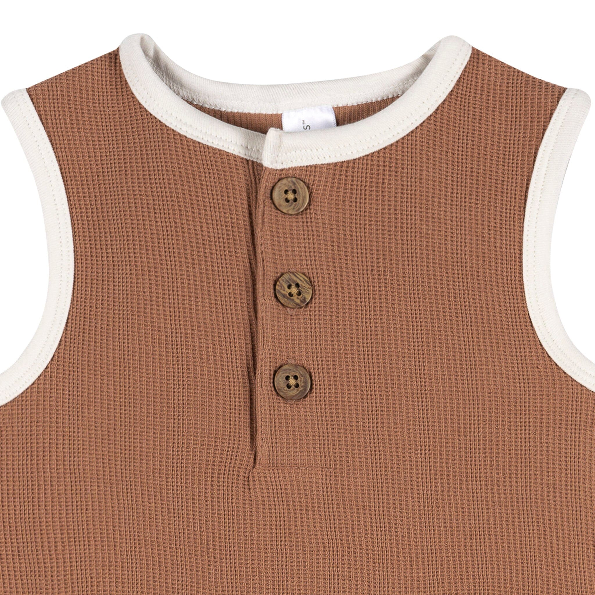 Baby Boys Mocha Henley Romper - Image 4