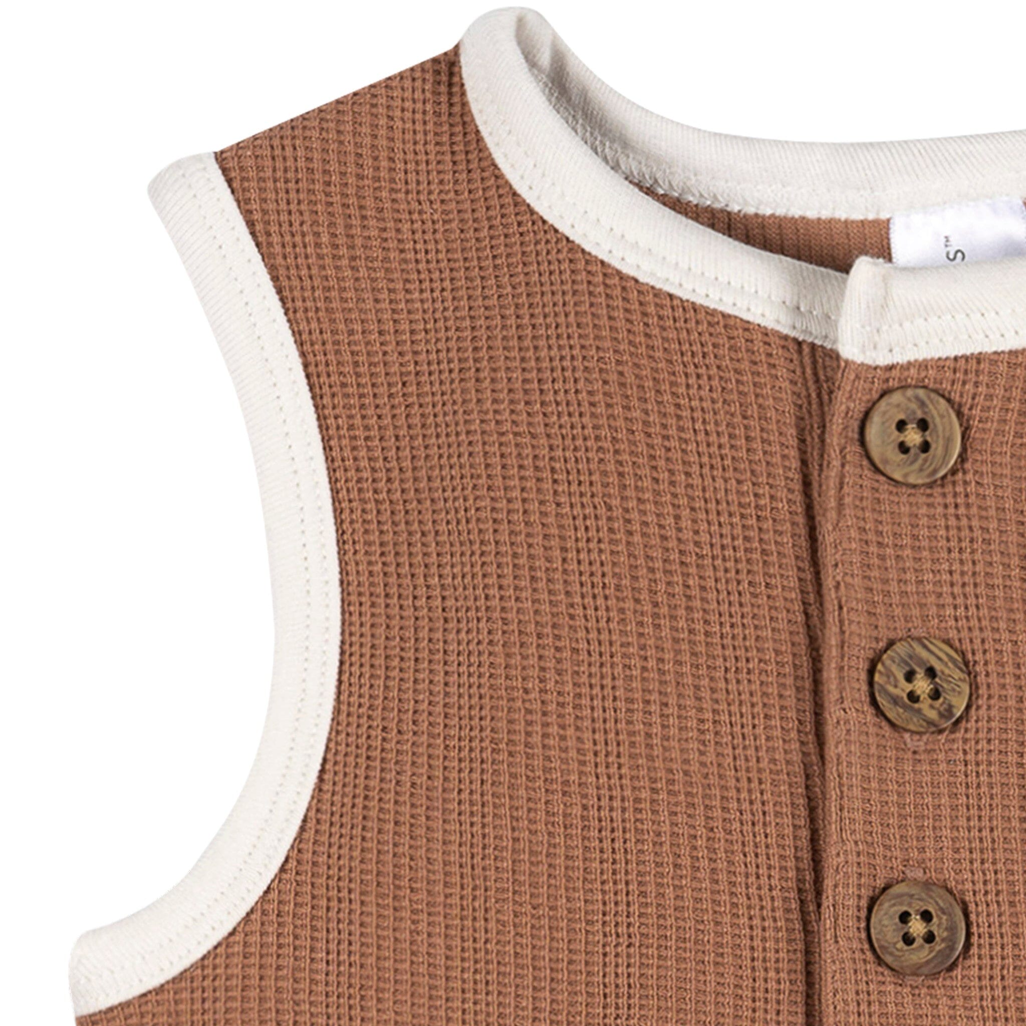 Baby Boys Mocha Henley Romper - Image 5