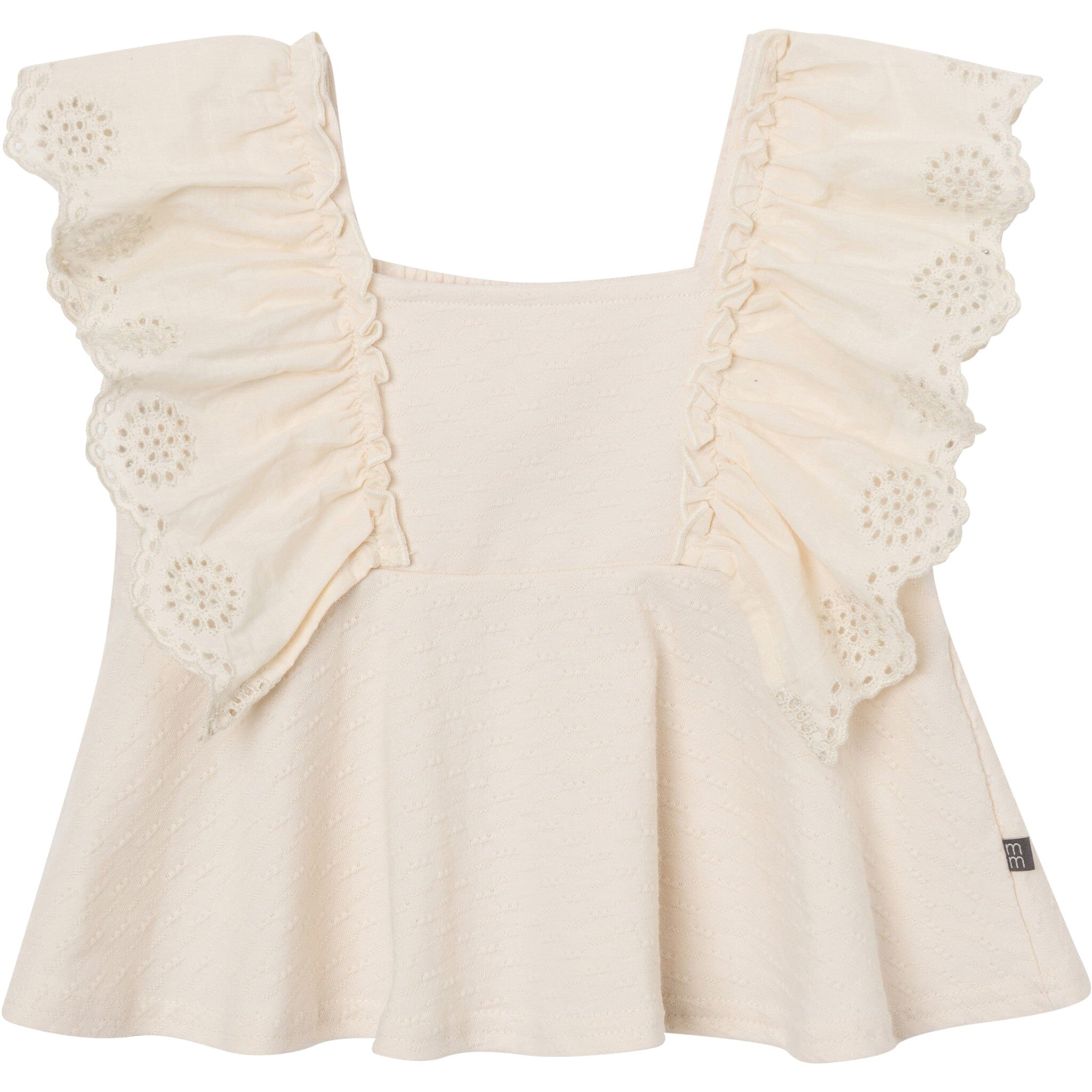 2-Piece Girls Off White Eyelet Top and Shorts Set - Image 6