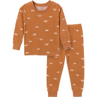 2-Piece Infant & Toddler Boys Lt Med Brown Cars Pajama Set