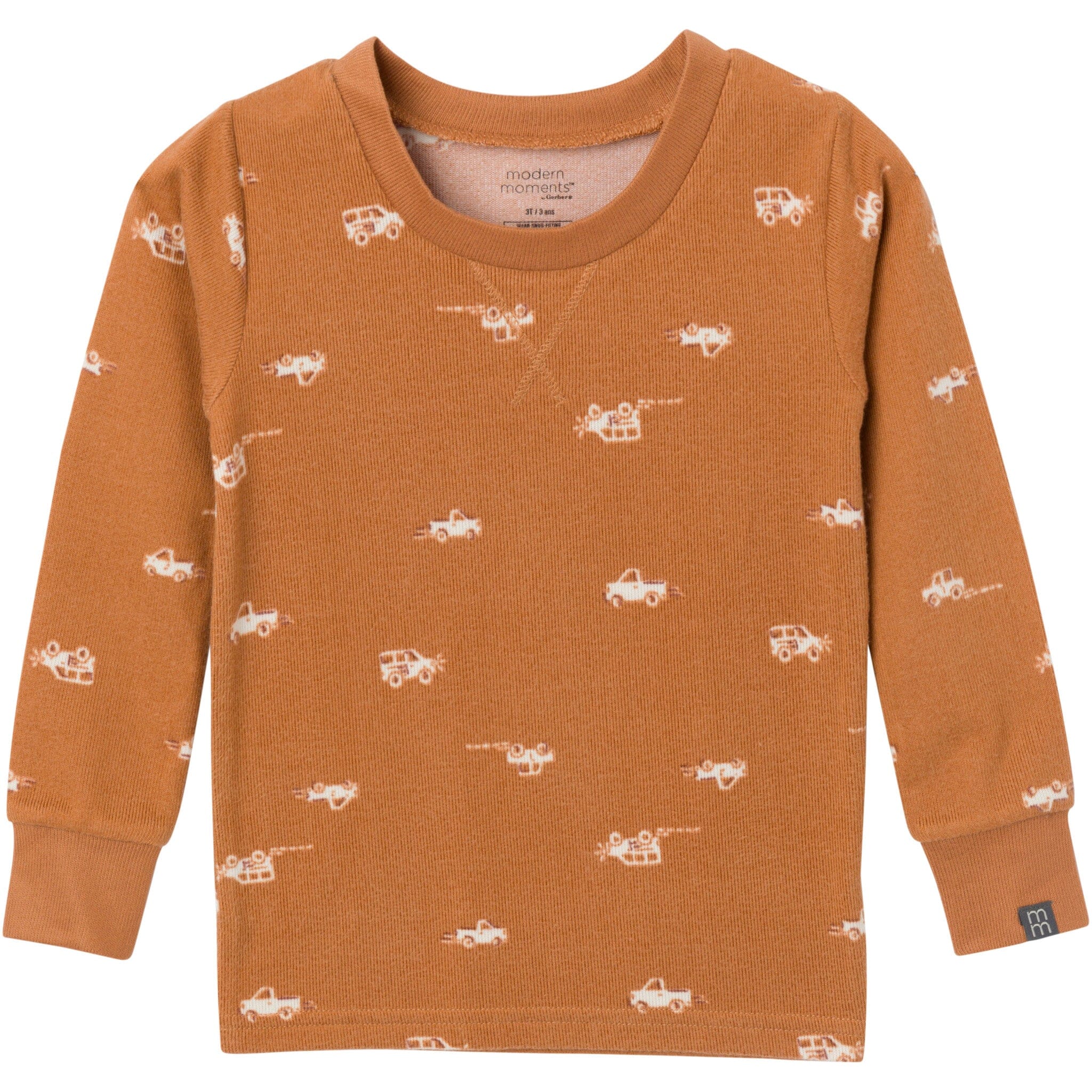 2-Piece Infant & Toddler Boys Lt Med Brown Cars Pajama Set - Image 2