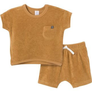 2-Piece Baby Boys Cinnamon Stripe Shirt and Short Set
