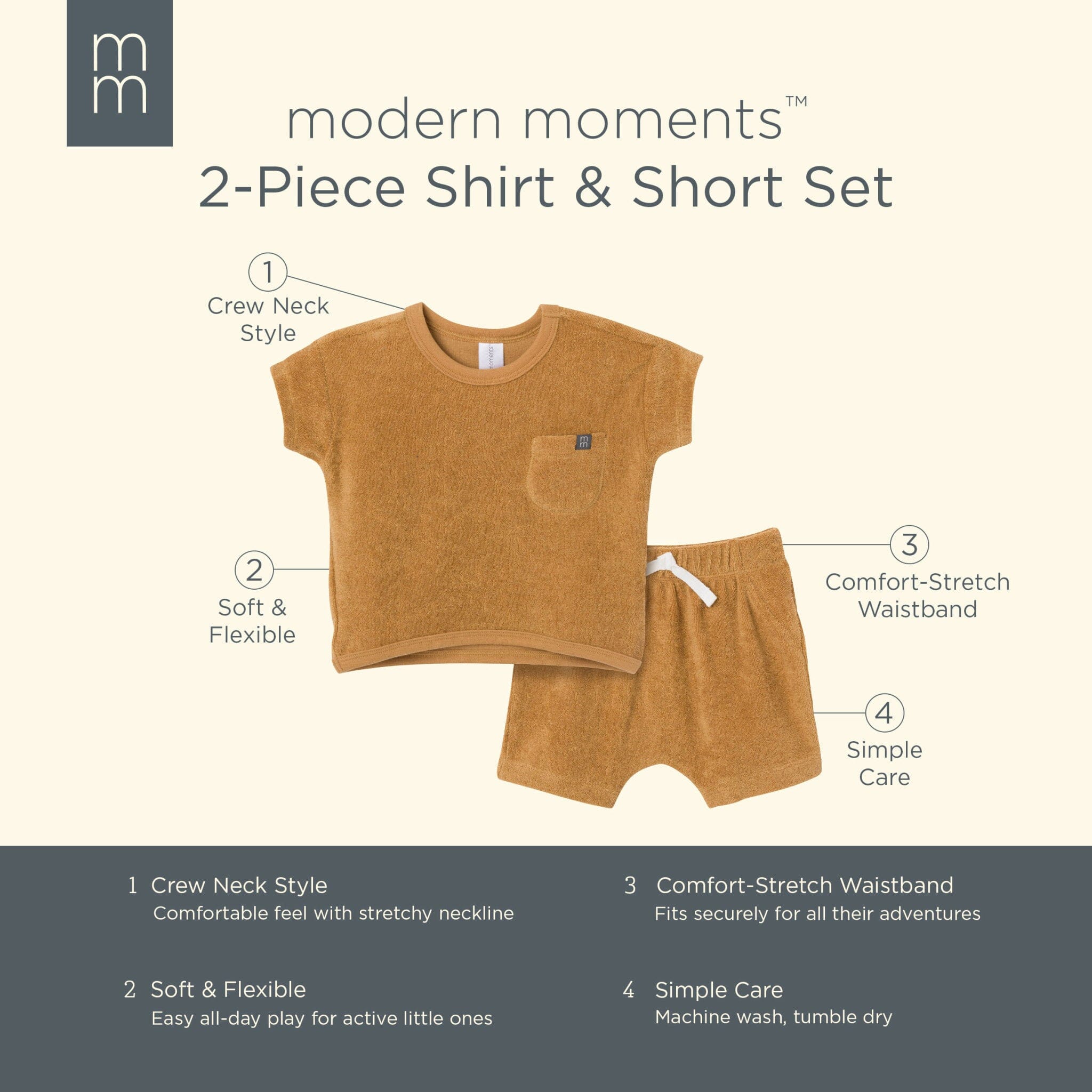 2-Piece Baby Boys Cinnamon Stripe Shirt and Short Set - Image 7