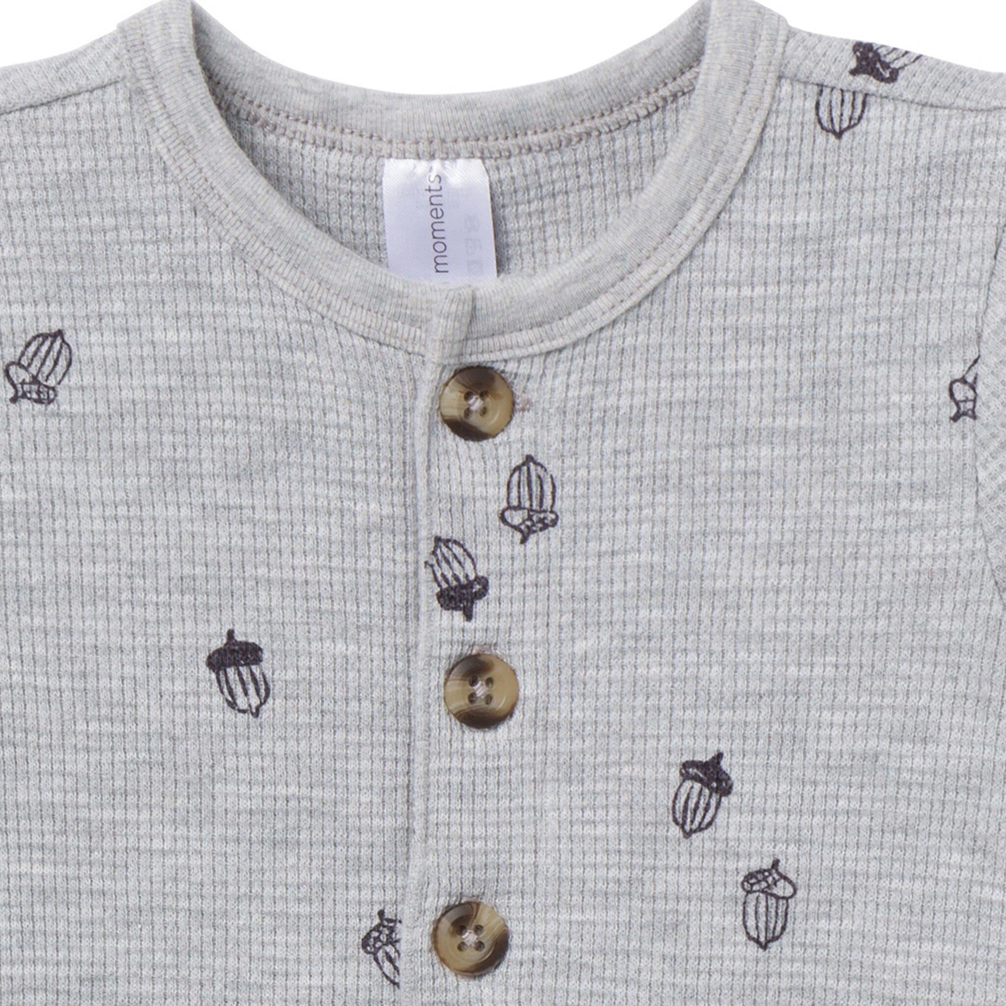 Baby Boys Grey Heather Acorn Slouch Romper - Image 2