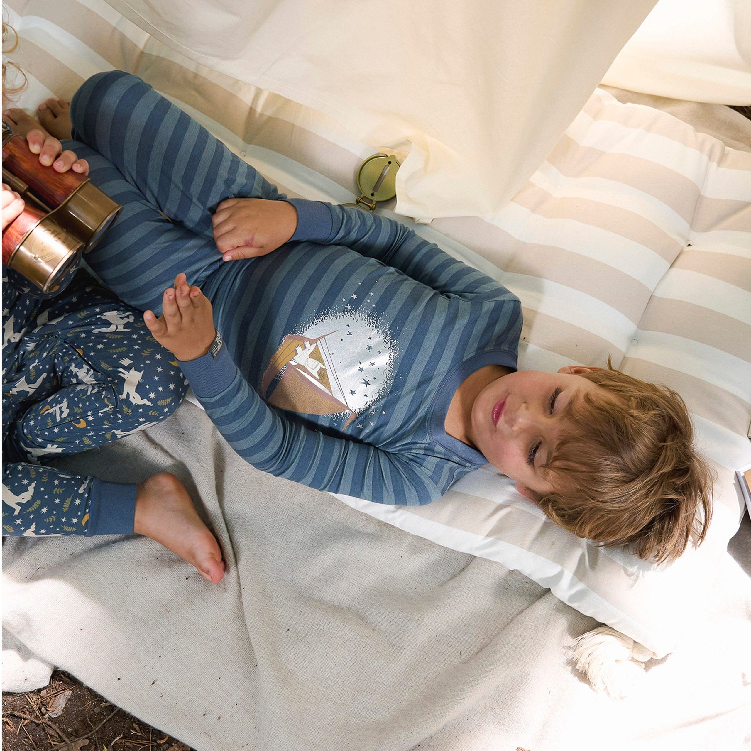 2-Piece Infant & Toddler Boys Blue Stripe Where The Wild Things Are Snug Fit Pajama Set - Image 4