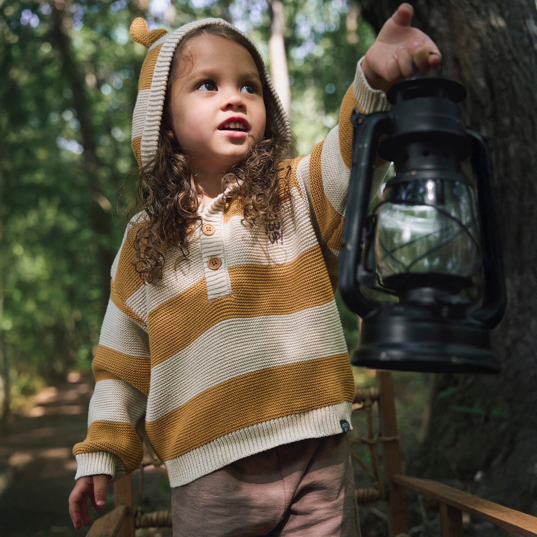 Infant & Toddler Neutral Yellow Stripe Where The Wild Things Are Hooded Sweater - Image 3