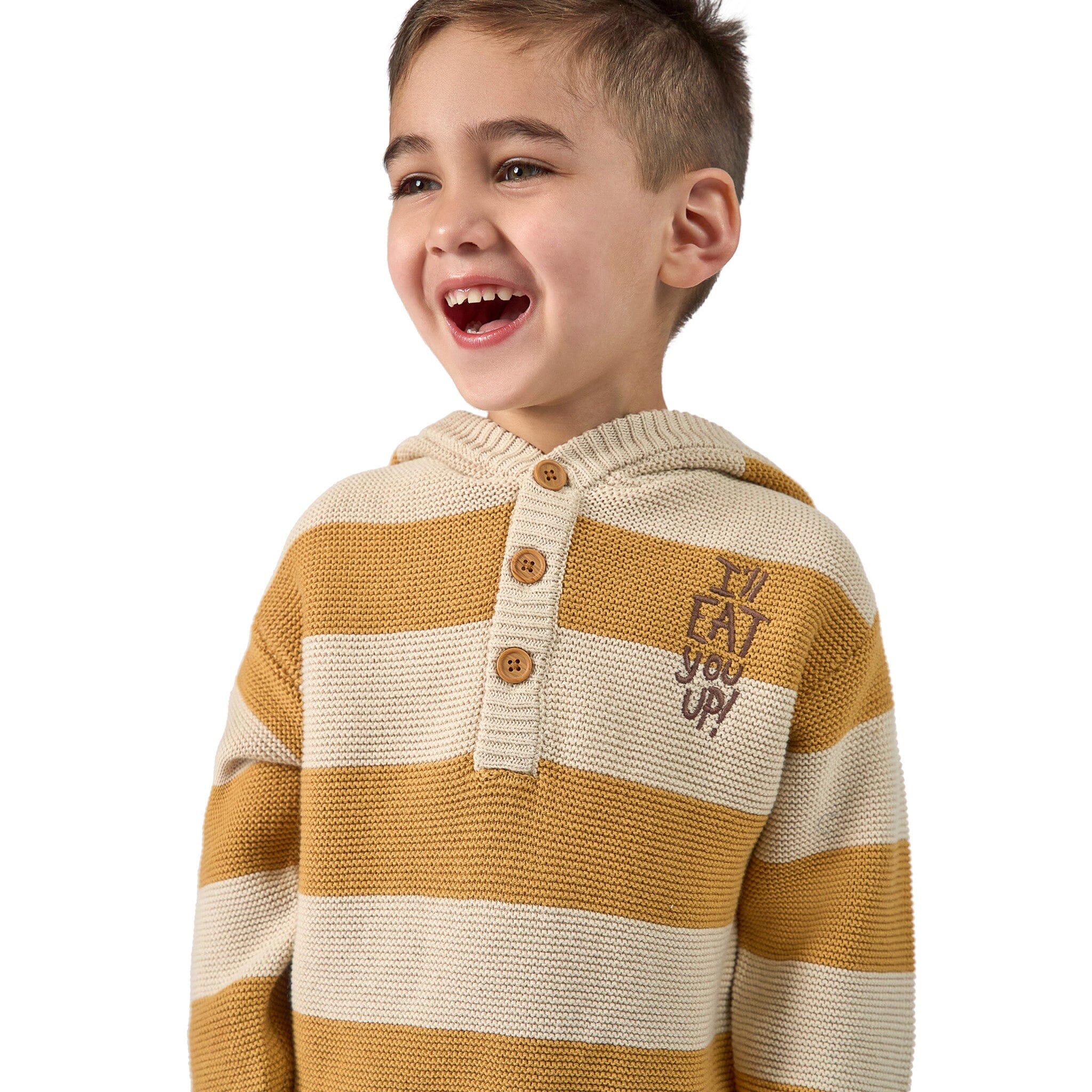 Infant & Toddler Neutral Yellow Stripe Where The Wild Things Are Hooded Sweater - Image 6