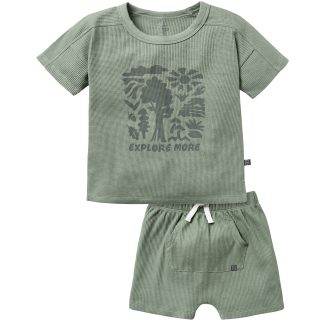 2-Piece Infant & Toddler Boys Explore More T-Shirt & Green Harem Shorts Bundle