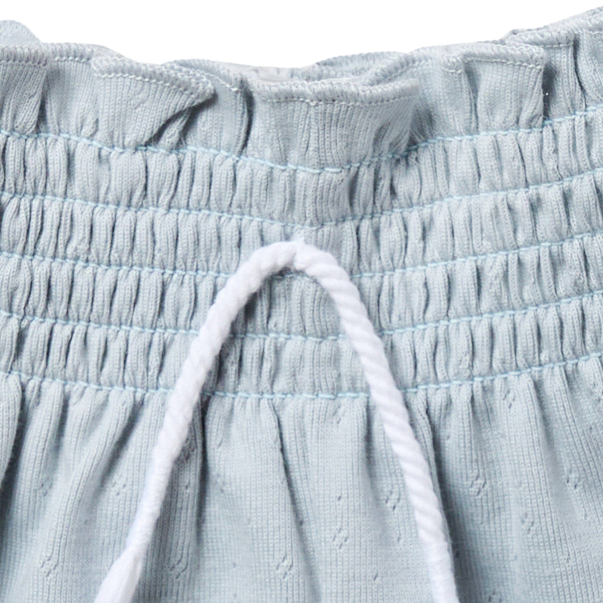 2-Piece Infant & Toddler Girls Light Blue Daisy Ruffled Sleeve Top & Smocked Wide Leg Shorts Set - Image 11