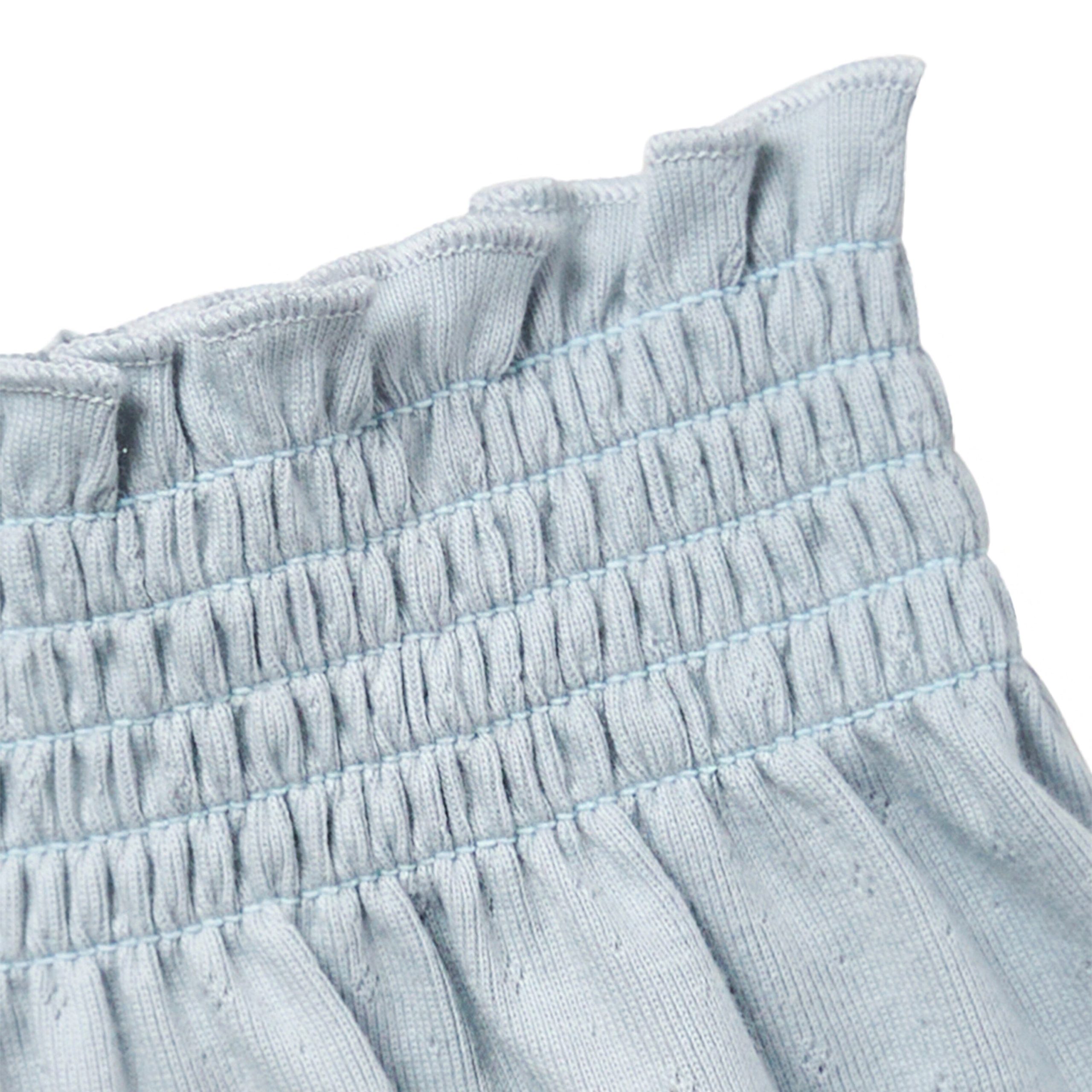 2-Piece Infant & Toddler Girls Light Blue Daisy Ruffled Sleeve Top & Smocked Wide Leg Shorts Set - Image 12