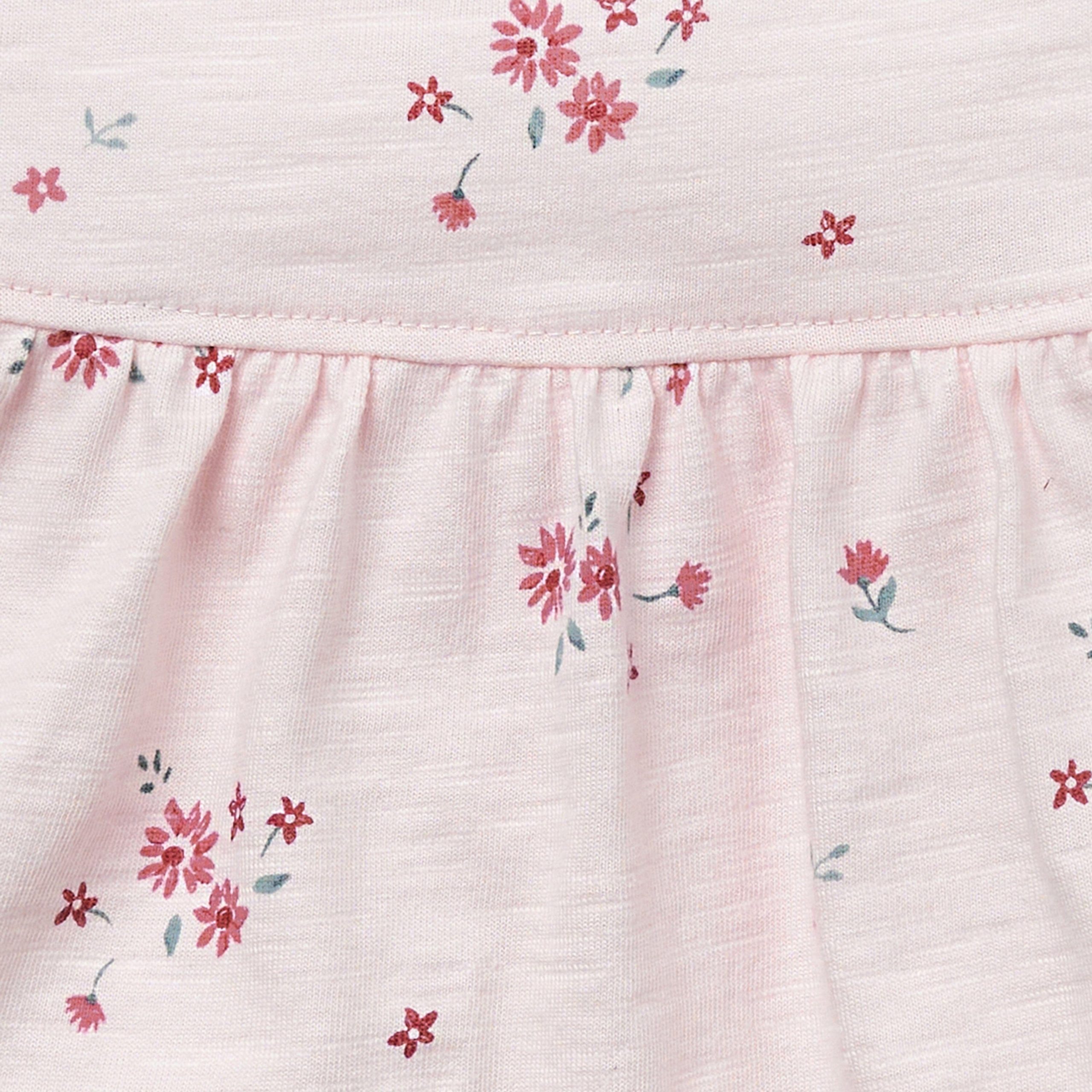 2-Piece Baby Girls Light Pink Floral Ruffled Sleeve Top & Cuffed Shorts Set - Image 7