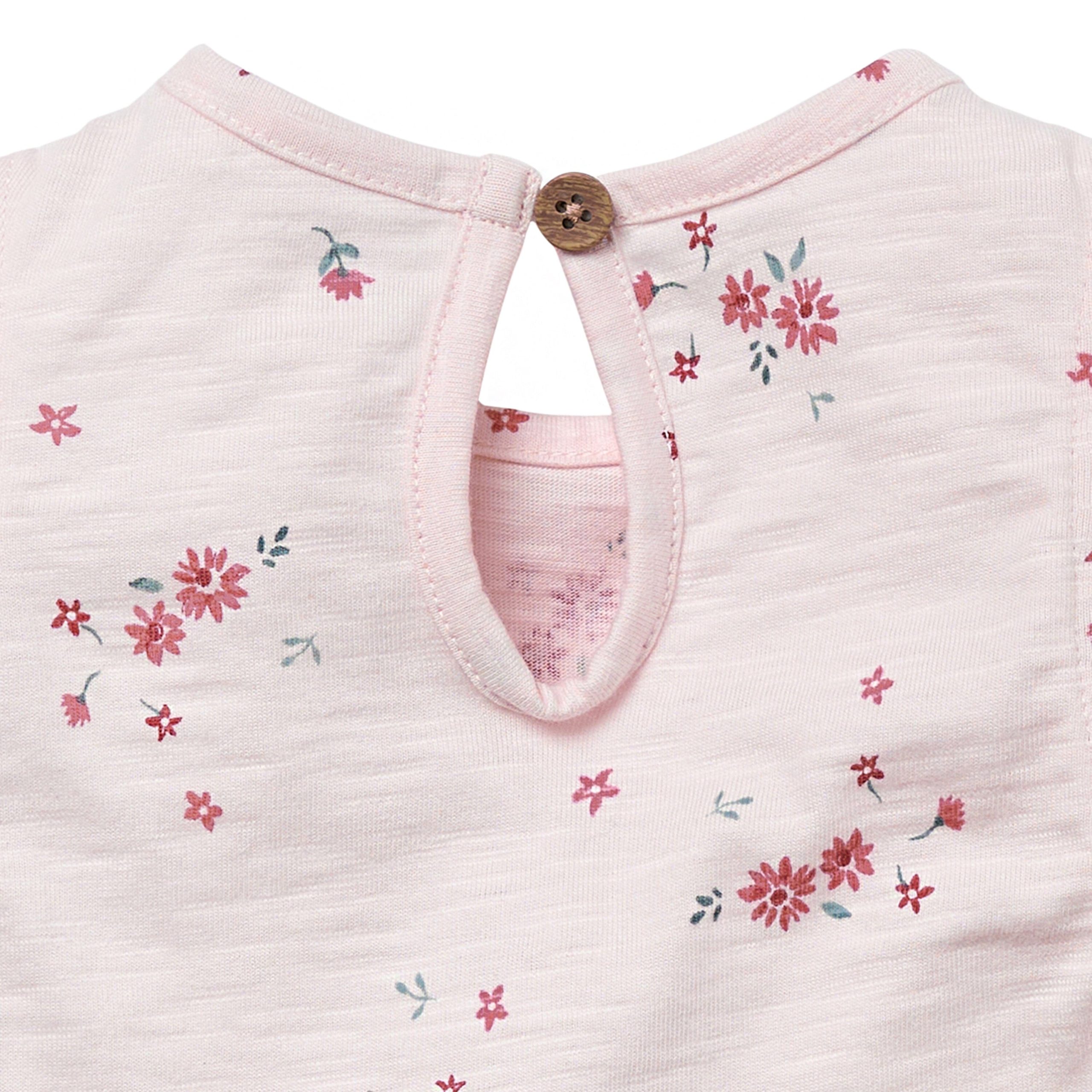 2-Piece Baby Girls Light Pink Floral Ruffled Sleeve Top & Cuffed Shorts Set - Image 9