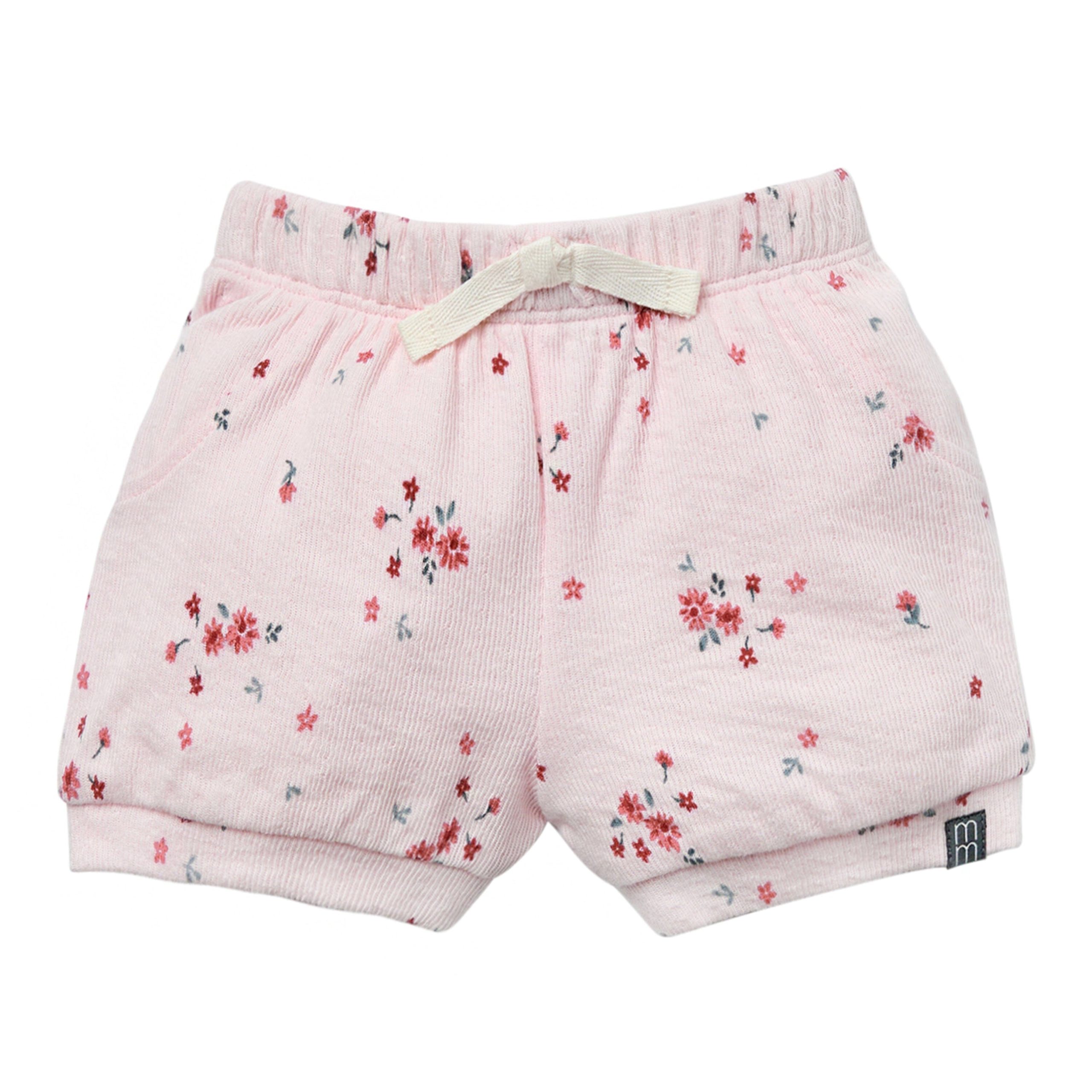2-Piece Baby Girls Light Pink Floral Ruffled Sleeve Top & Cuffed Shorts Set - Image 10