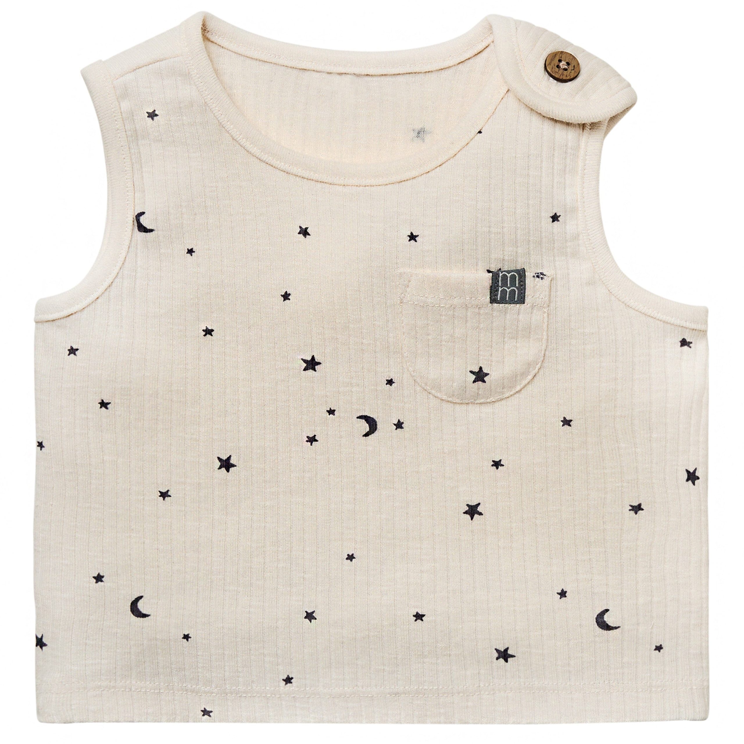 2-Piece Baby Neutral Moon and Stars Tank Top & Harem Shorts Set - Image 5