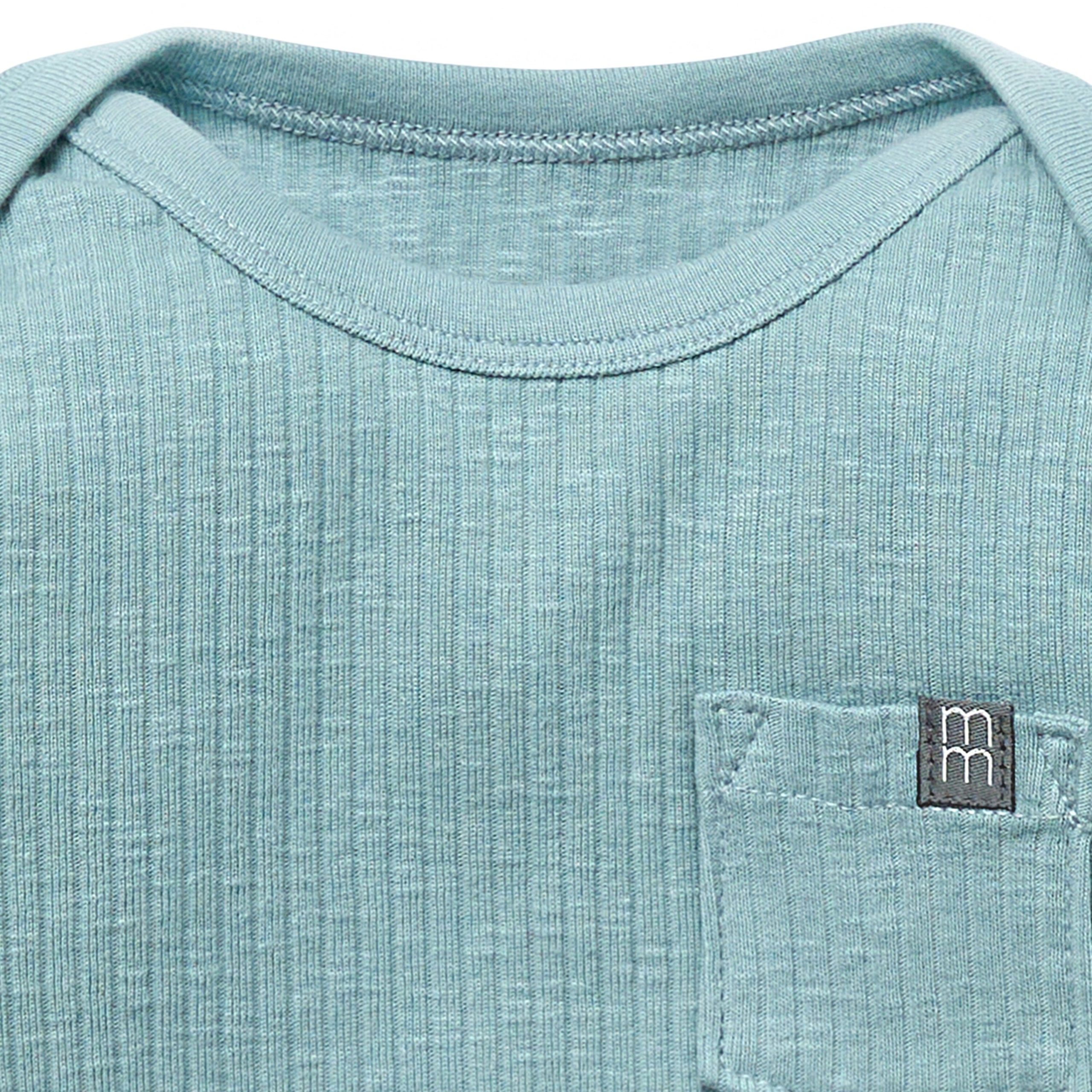 2-Piece Baby Boys Teal Long Sleeve Bodysuit & Striped Leggings Set - Image 3