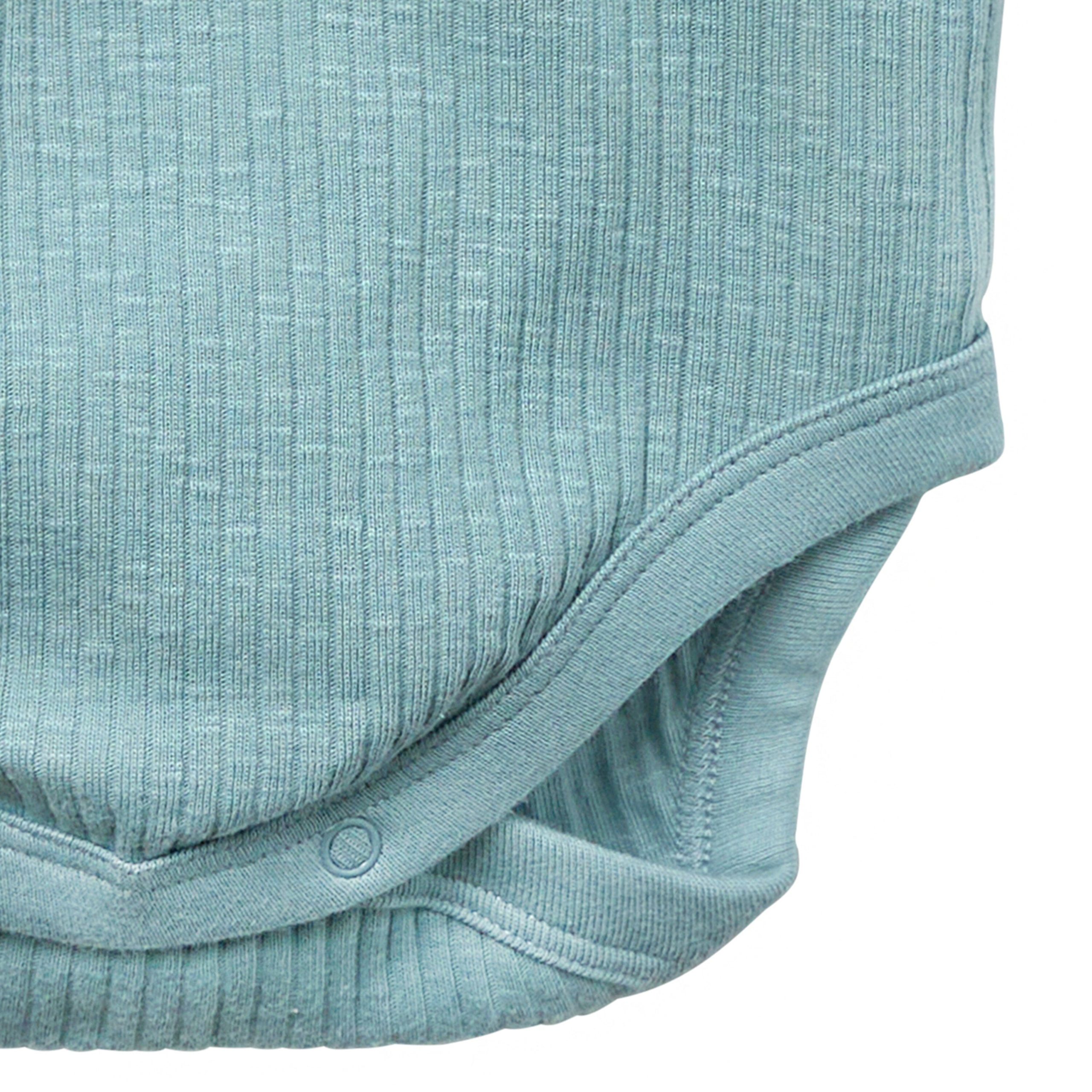 2-Piece Baby Boys Teal Long Sleeve Bodysuit & Striped Leggings Set - Image 5