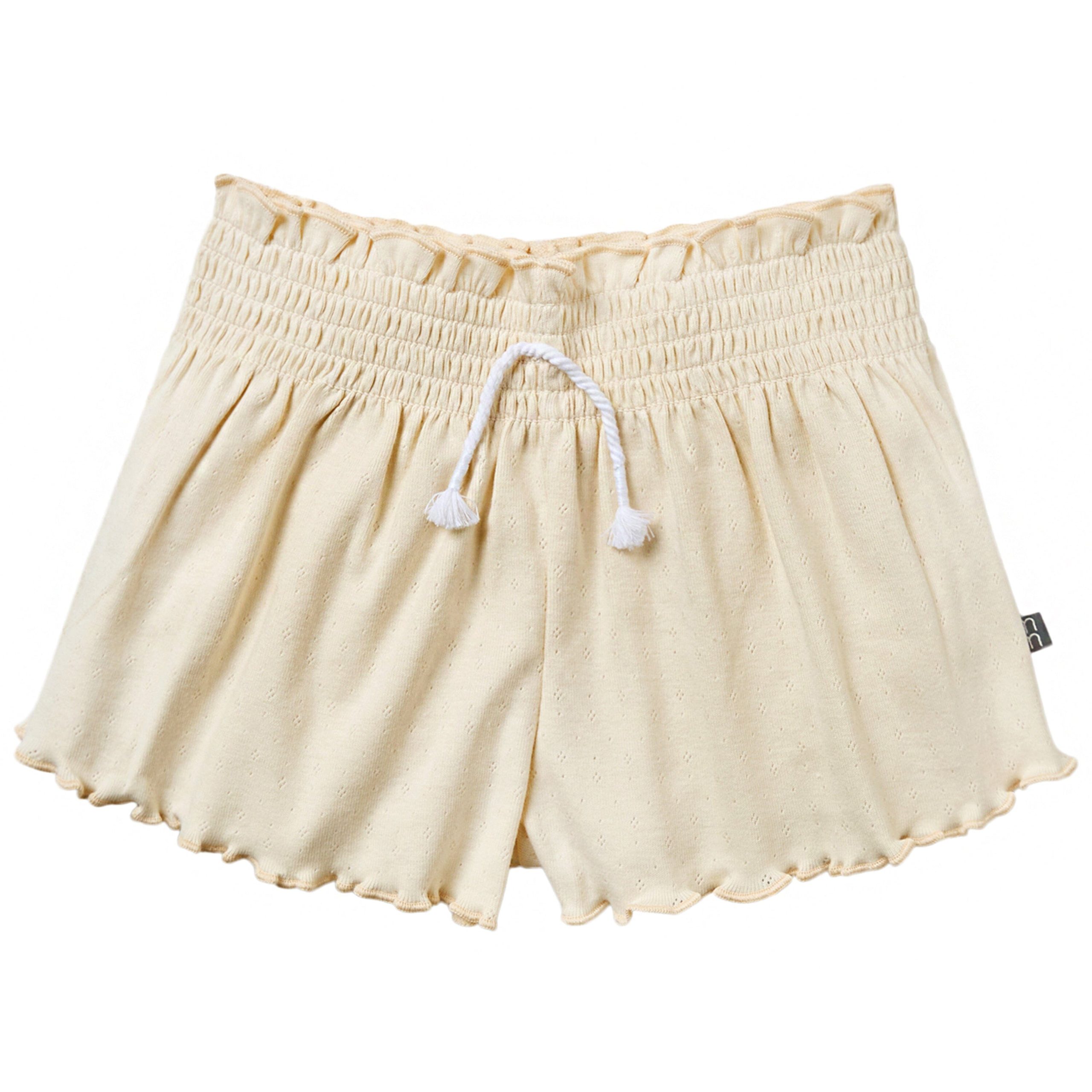 2-Piece Infant & Toddler Girls Beige Flowers Smocked Sleeveless Top & Wide Leg Shorts Set - Image 9