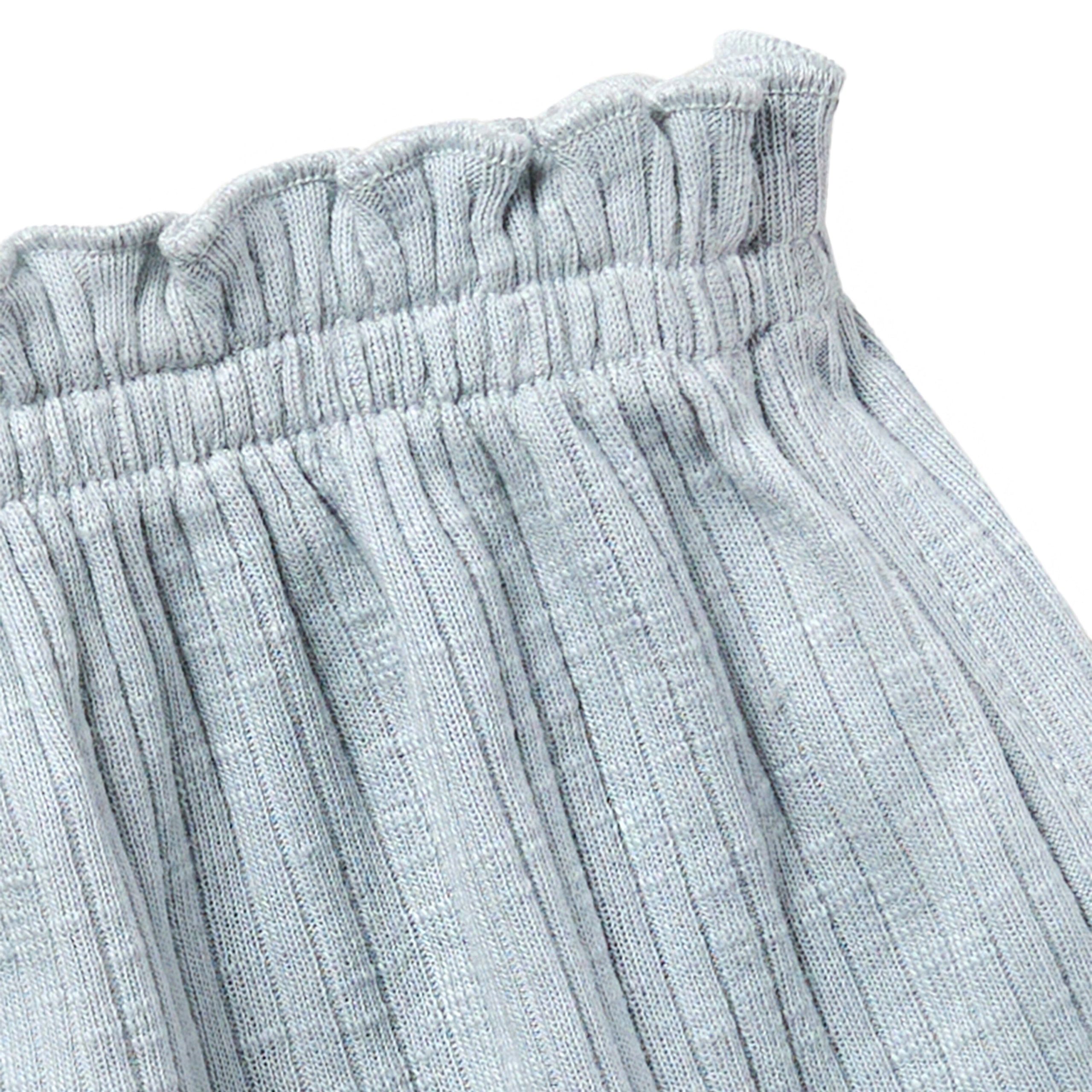 2-Piece Infant & Toddler Girls Light Blue Stripe Ruffled Sleeveless Top & Wide Leg Shorts Set - Image 8