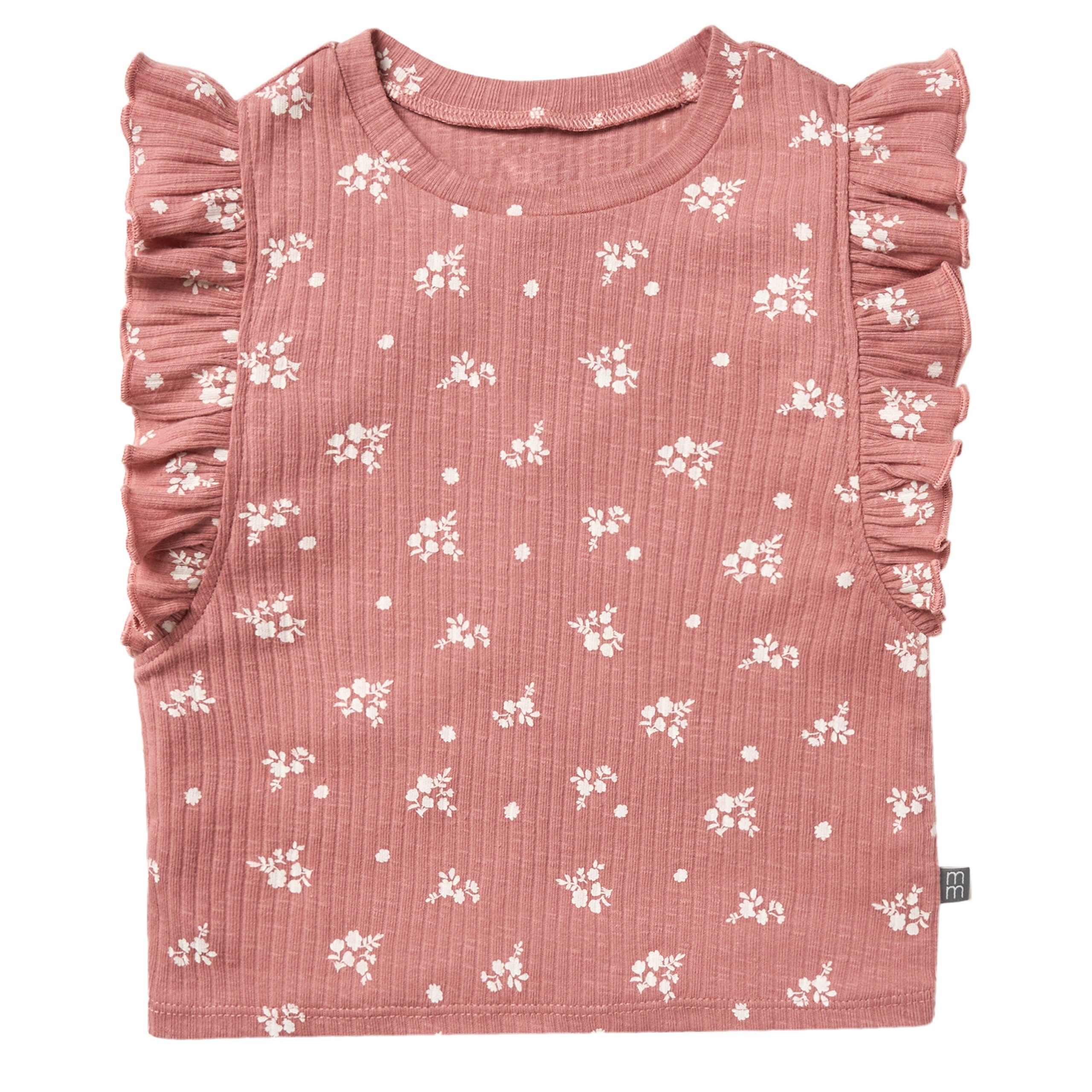 2-Piece Infant & Toddler Girls Rose Ruffled Sleeveless Top & Wide Leg Shorts Set - Image 6