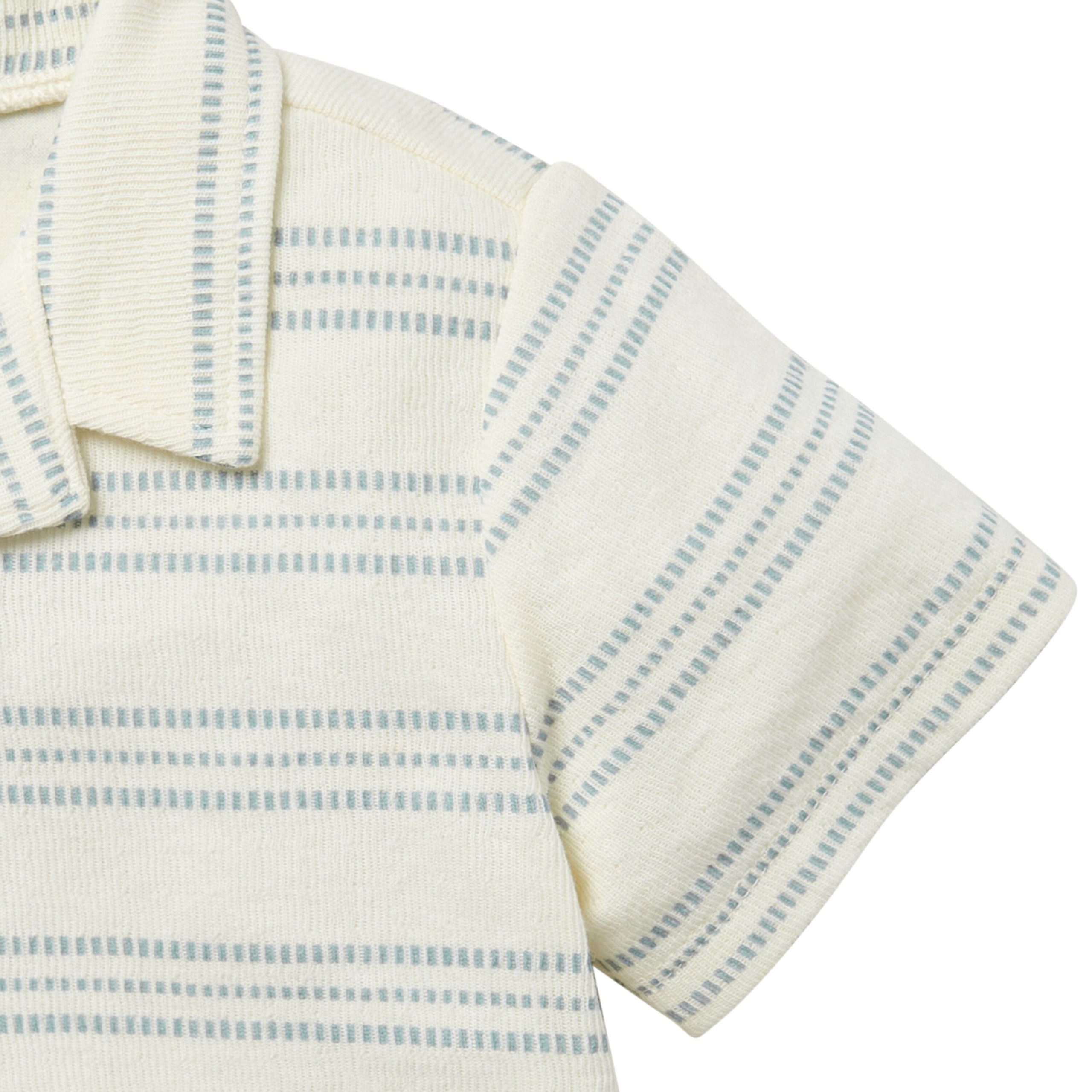 2-Piece Infant & Toddler Boys Ivory Stripe Collar Top & Harem Shorts Set - Image 5